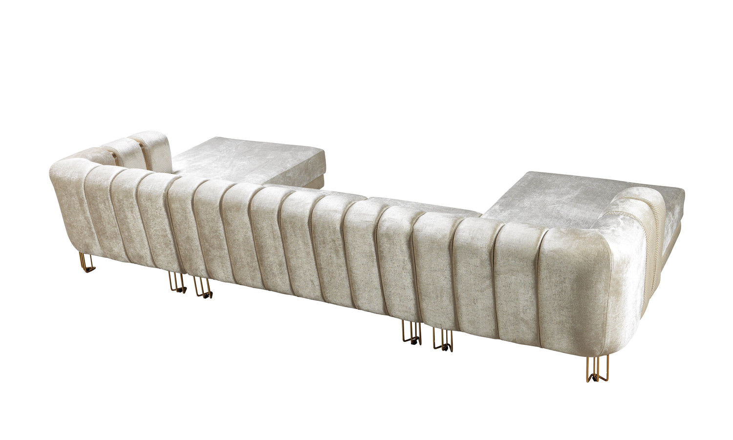Santana Ivory Velvet Double Chaise Sectional - SANTANAIVORY-SEC - Bien Home Furniture &amp; Electronics