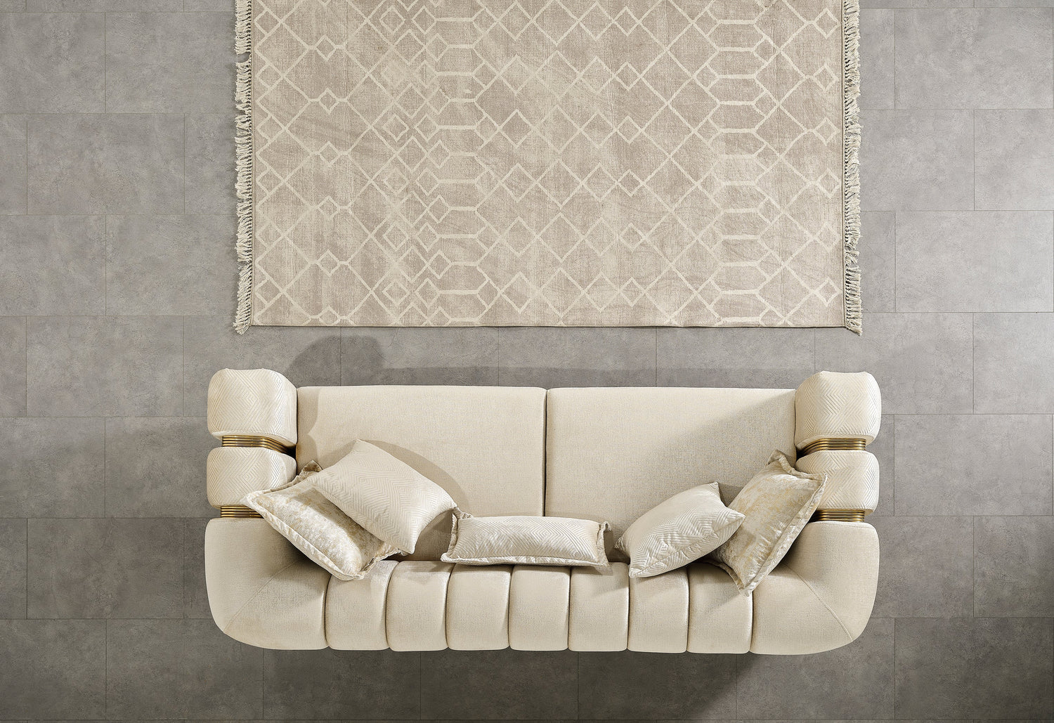Santana Ivory Velvet Living Room Set - SANTANAIVORY-SL - Bien Home Furniture & Electronics