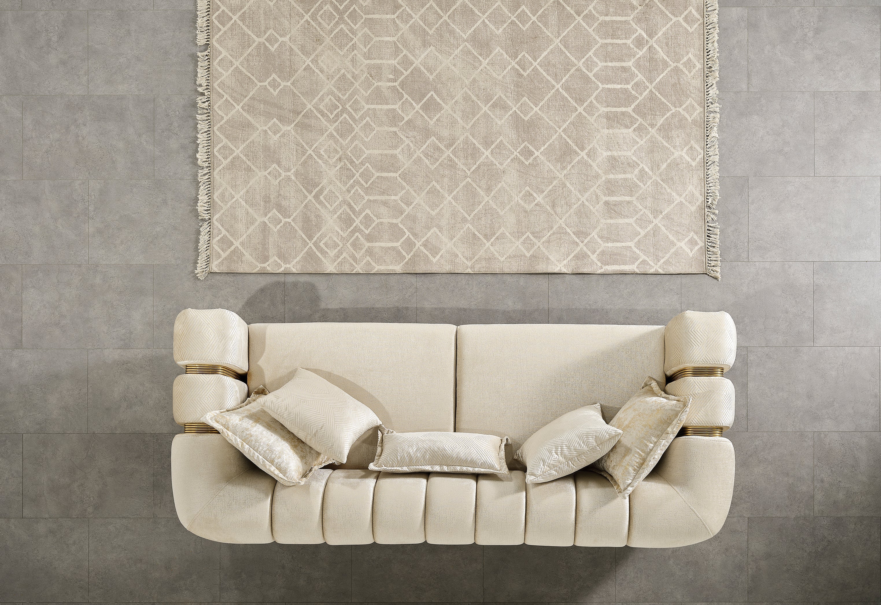 Santana Ivory Velvet Living Room Set - SANTANAIVORY-SL - Bien Home Furniture & Electronics