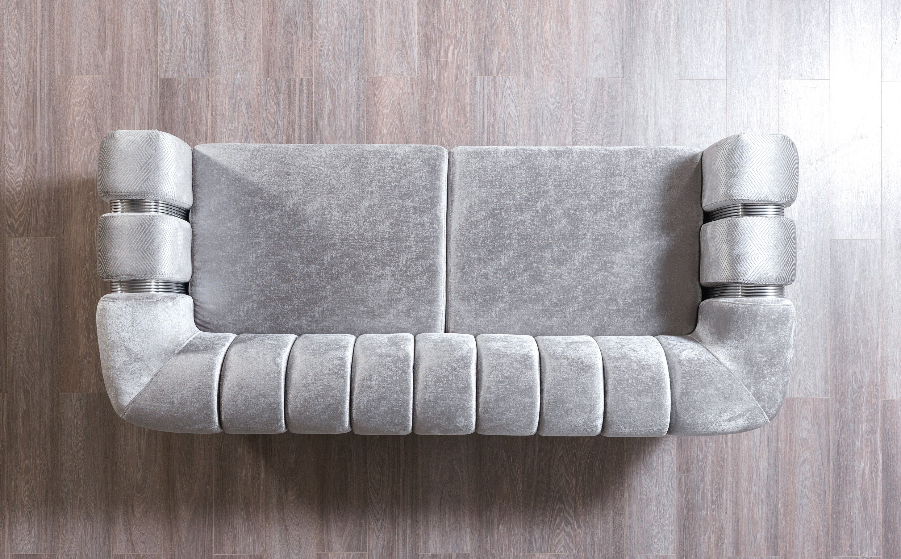 Santana Silver Velvet Sofa & Loveseat - SANTANASILVER-SL - Bien Home Furniture & Electronics