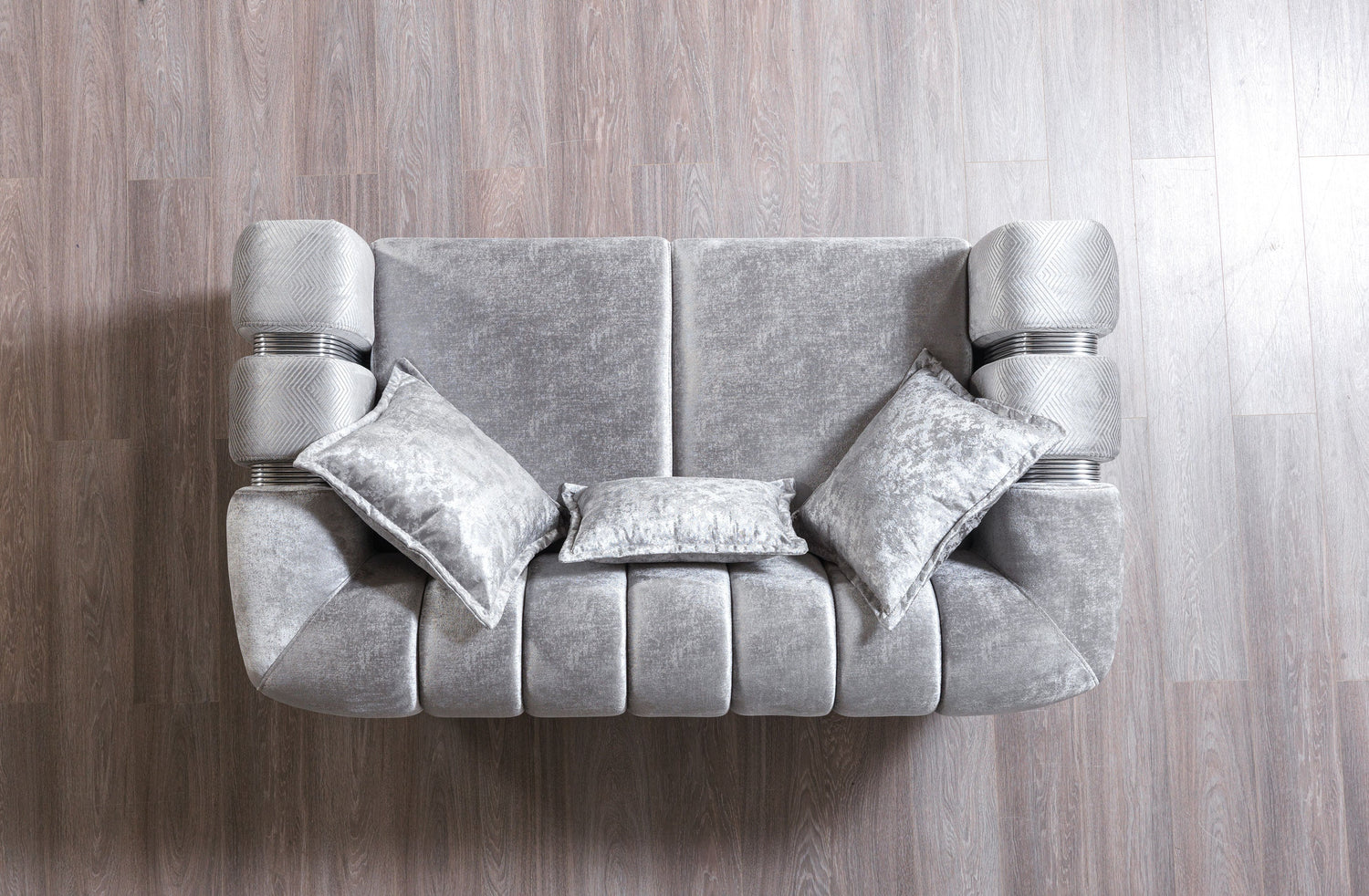 Santana Silver Velvet Sofa & Loveseat - SANTANASILVER-SL - Bien Home Furniture & Electronics