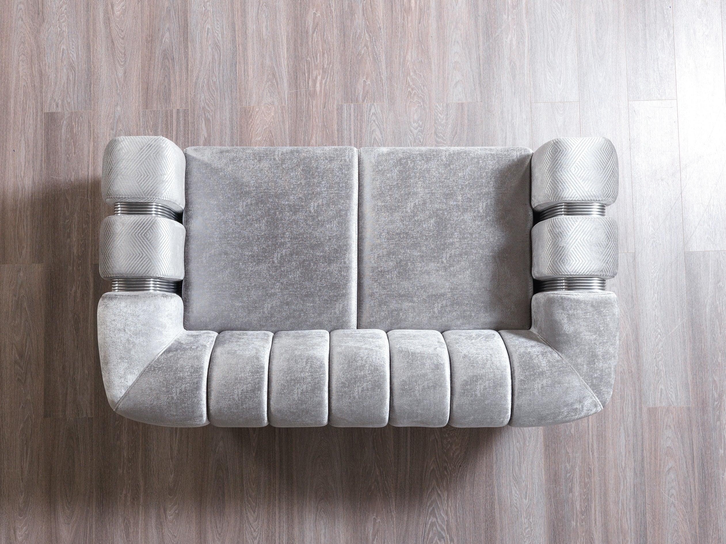 Santana Silver Velvet Sofa & Loveseat - SANTANASILVER-SL - Bien Home Furniture & Electronics