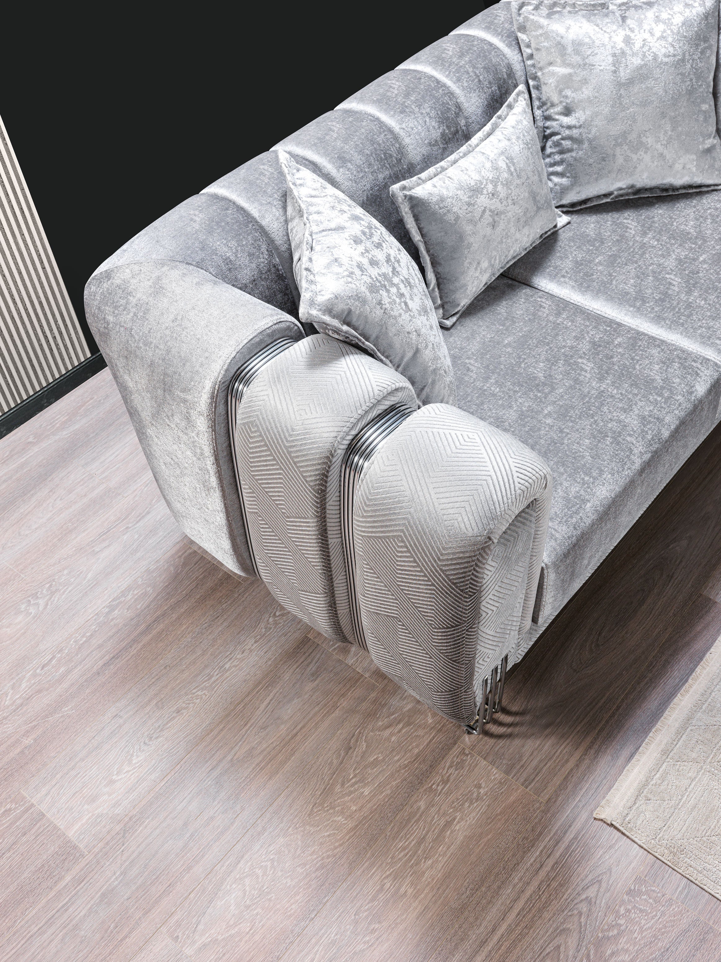 Santana Silver Velvet Sofa & Loveseat - SANTANASILVER-SL - Bien Home Furniture & Electronics