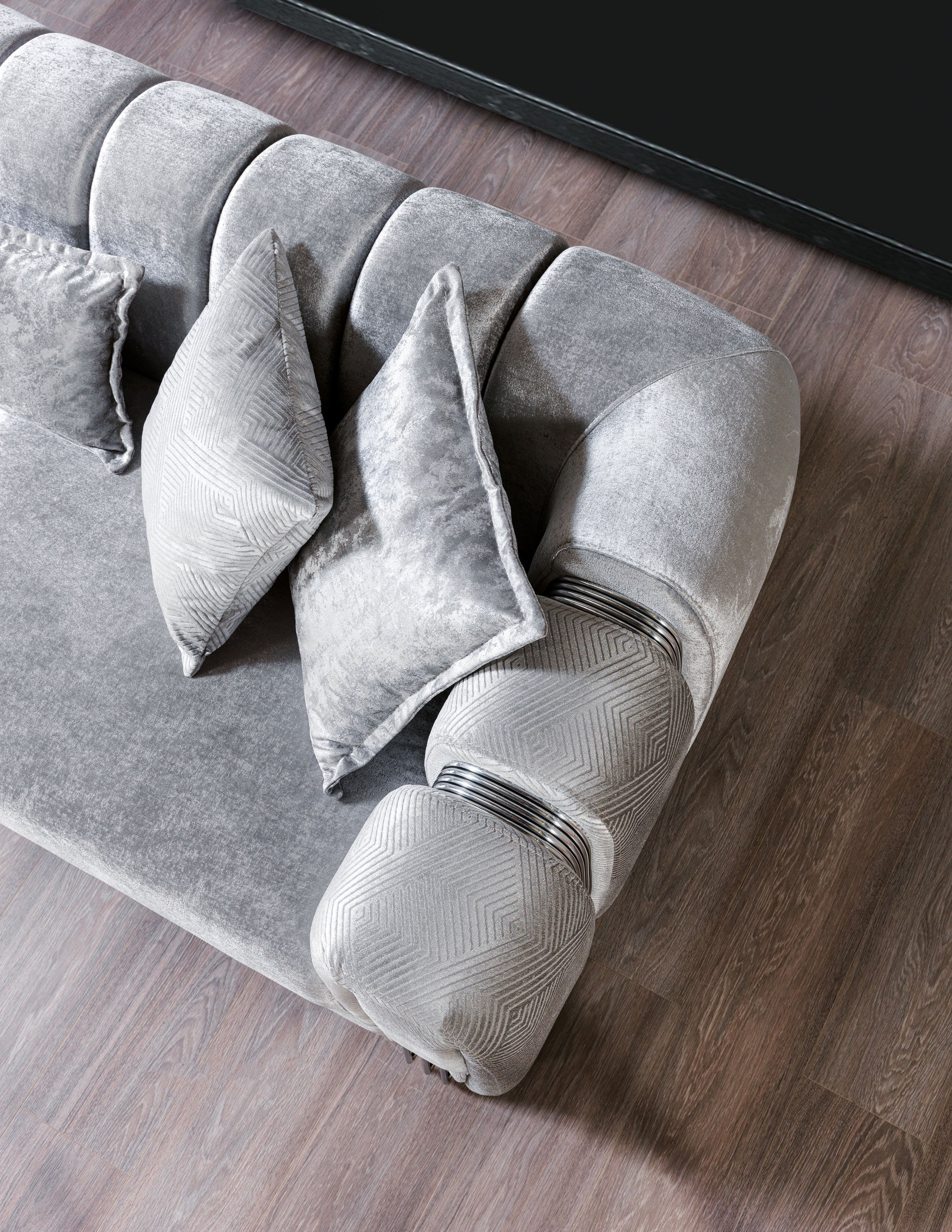 Santana Silver Velvet Sofa & Loveseat - SANTANASILVER-SL - Bien Home Furniture & Electronics