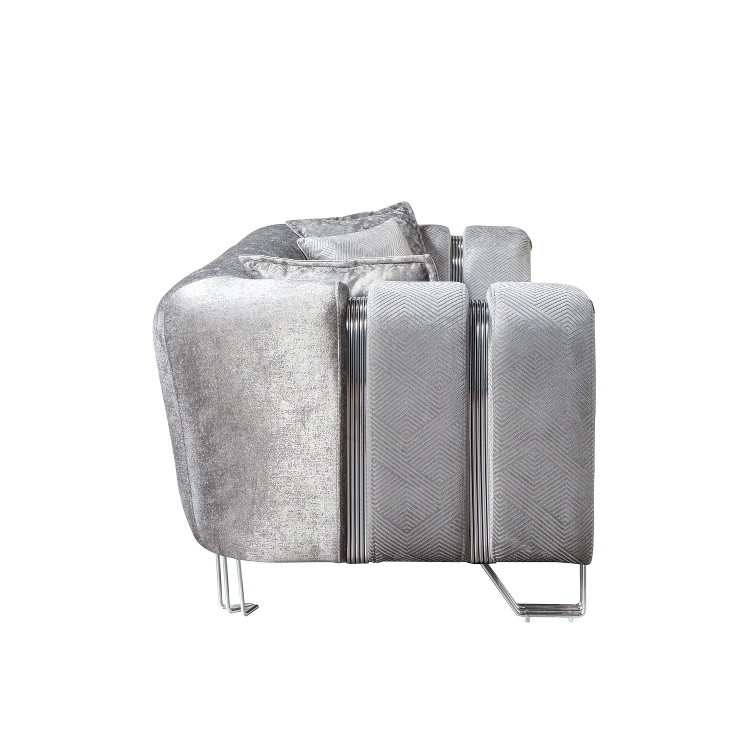 Santana Silver Velvet Sofa & Loveseat - SANTANASILVER-SL - Bien Home Furniture & Electronics