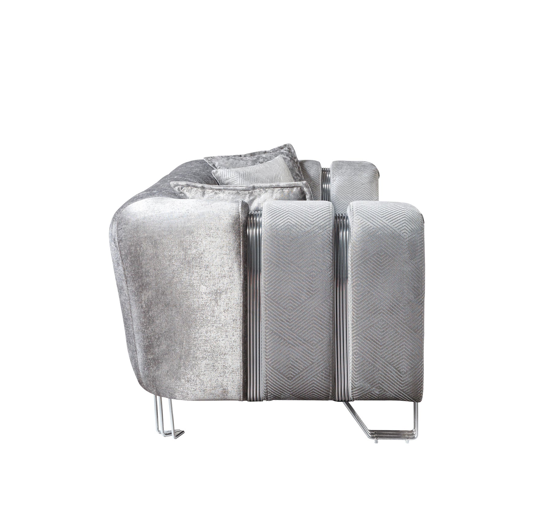 Santana Silver Velvet Sofa & Loveseat - SANTANASILVER-SL - Bien Home Furniture & Electronics