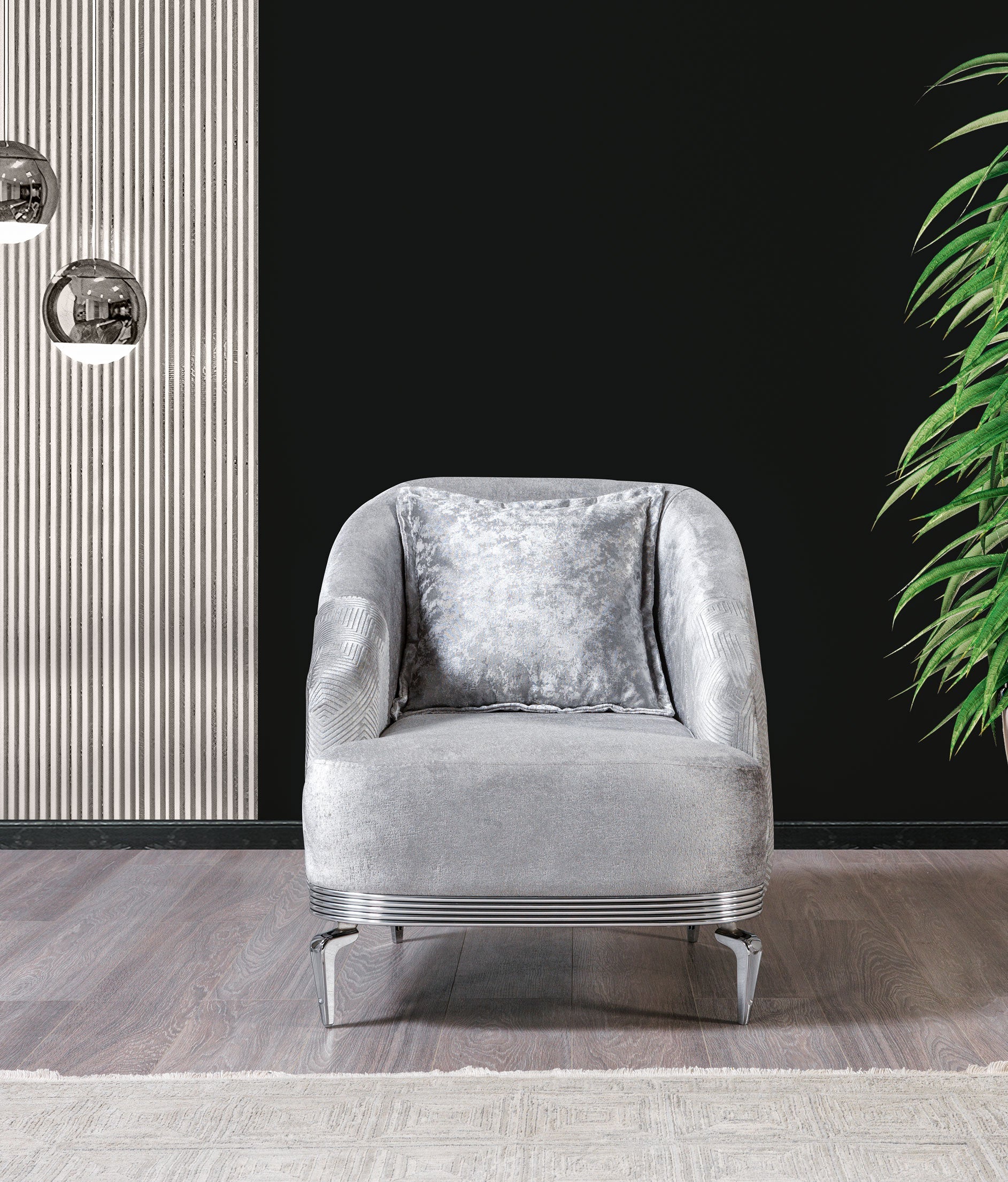 Santana Silver Velvet Sofa & Loveseat - SANTANASILVER-SL - Bien Home Furniture & Electronics