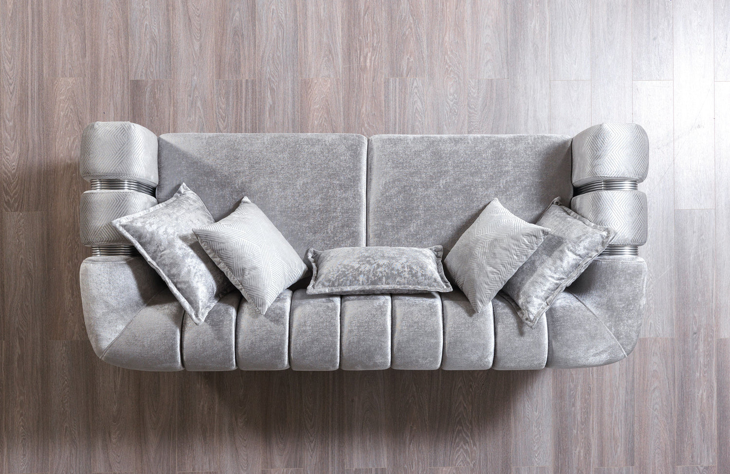 Santana Silver Velvet Sofa & Loveseat - SANTANASILVER-SL - Bien Home Furniture & Electronics