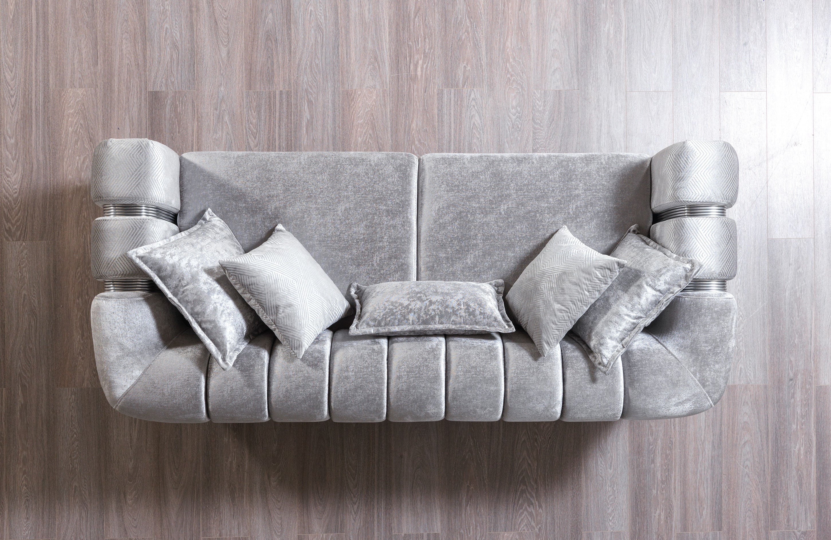 Santana Silver Velvet Sofa & Loveseat - SANTANASILVER-SL - Bien Home Furniture & Electronics