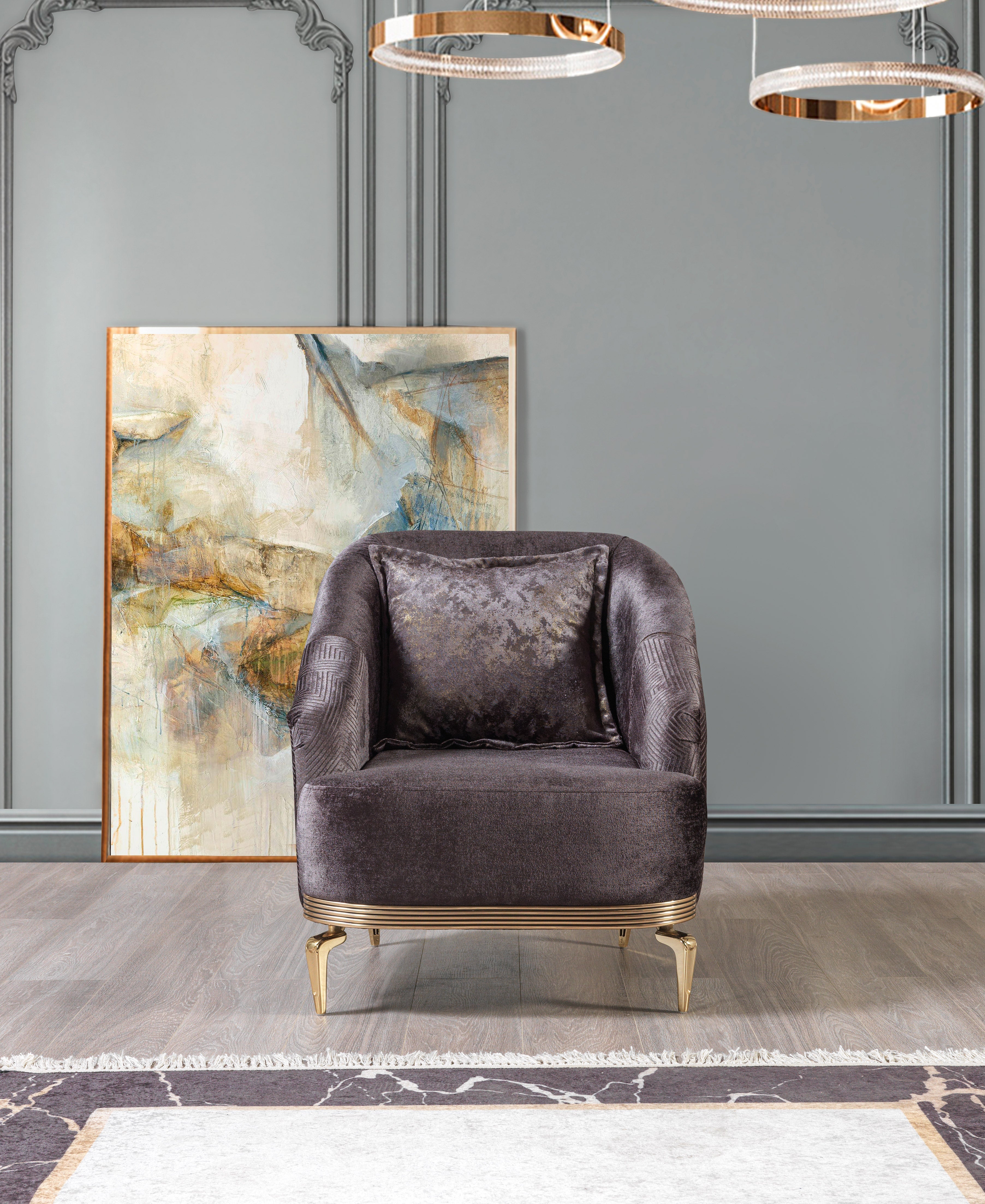 Santana Smoke Velvet Chair - SANTANASMOKE-C - Bien Home Furniture & Electronics