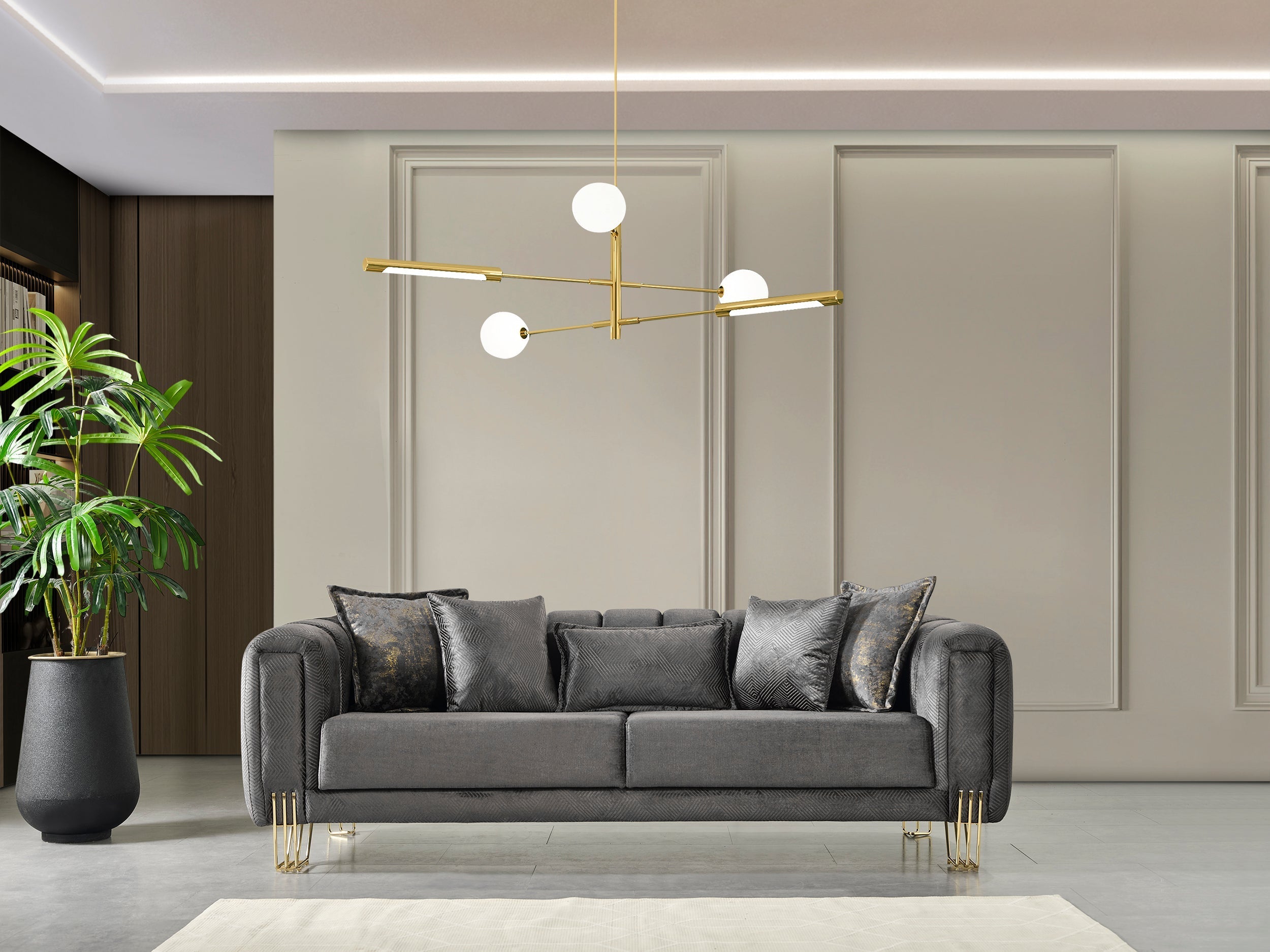 Santana Smoke Velvet Living Room Set - SANTANASMOKE-SL - Bien Home Furniture & Electronics