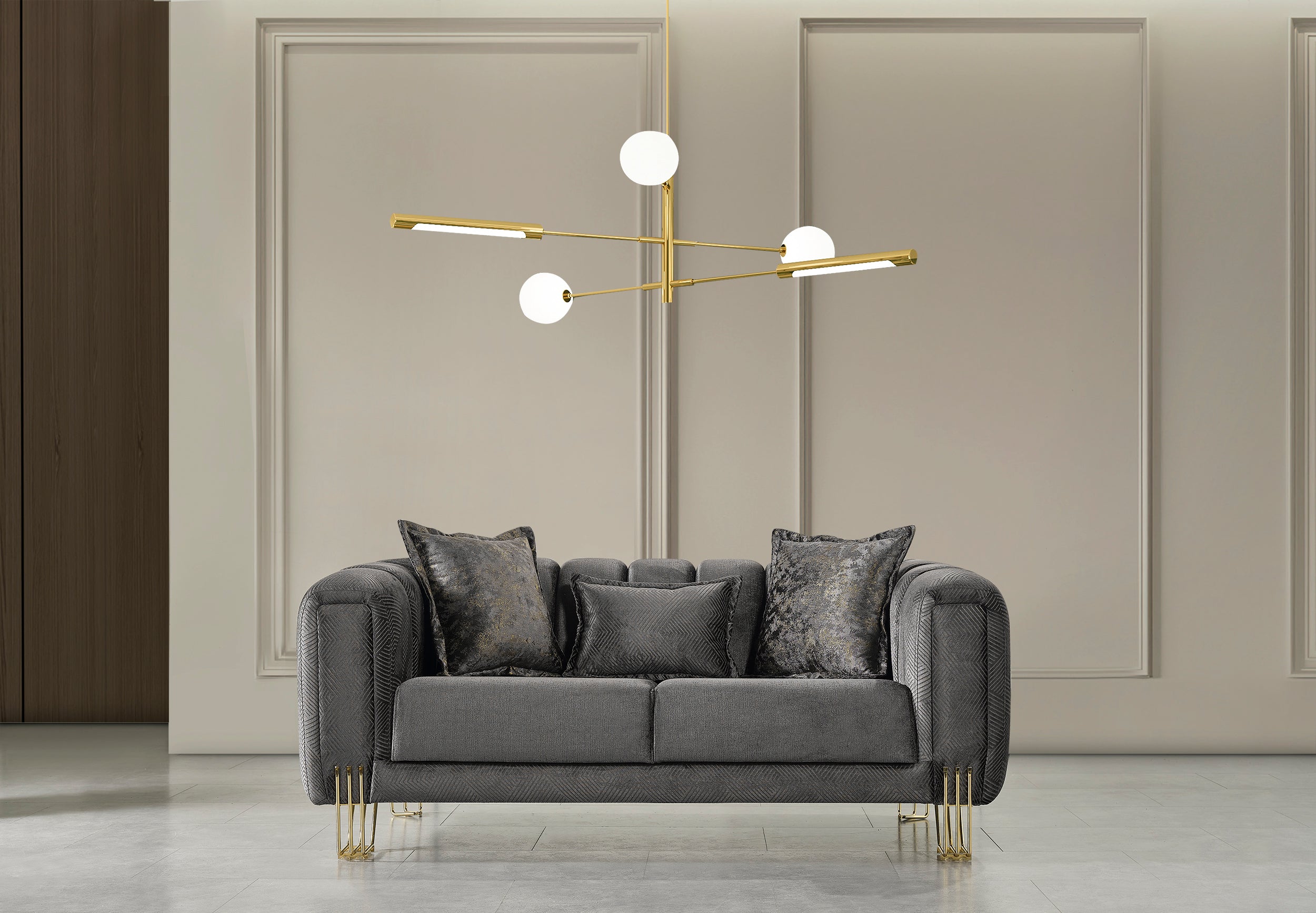 Santana Smoke Velvet Living Room Set - SANTANASMOKE-SL - Bien Home Furniture & Electronics