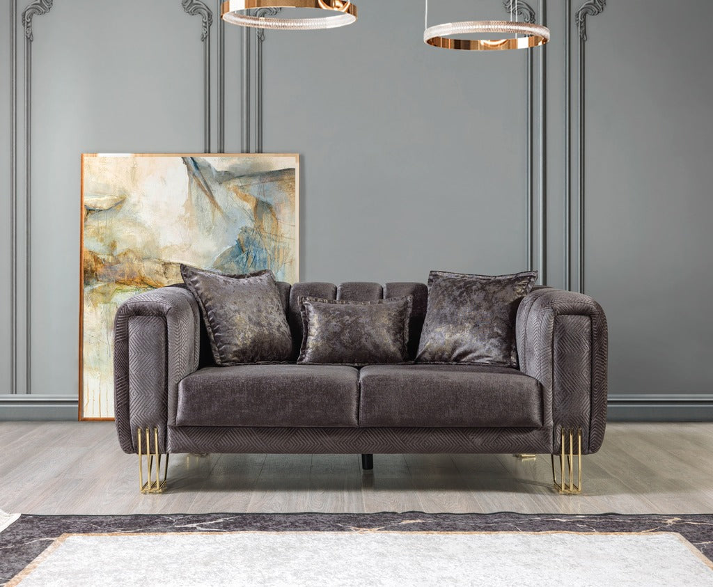 Santana Smoke Velvet Loveseat - SANTANASMOKE-L - Bien Home Furniture & Electronics