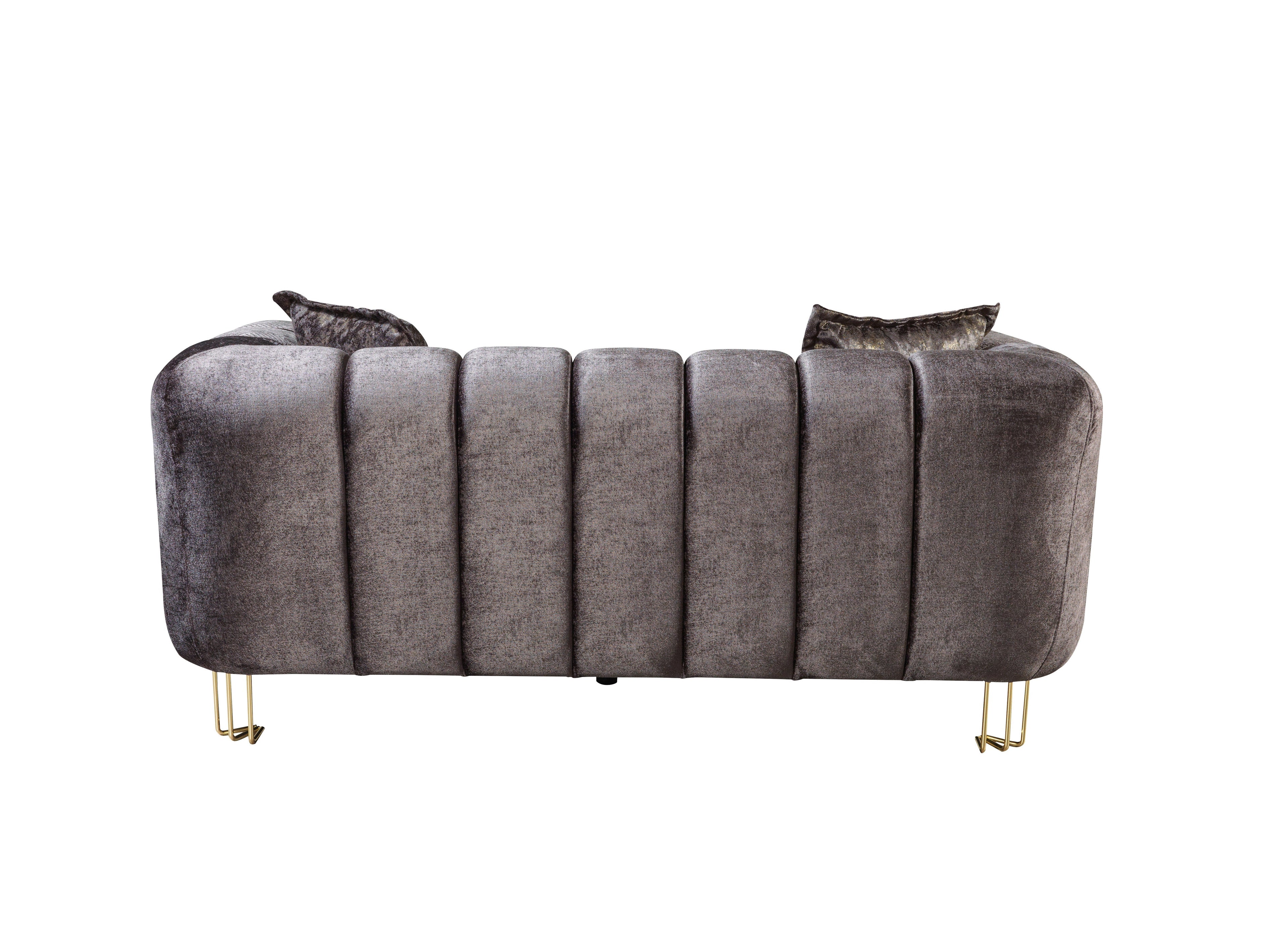 Santana Smoke Velvet Loveseat - SANTANASMOKE-L - Bien Home Furniture & Electronics