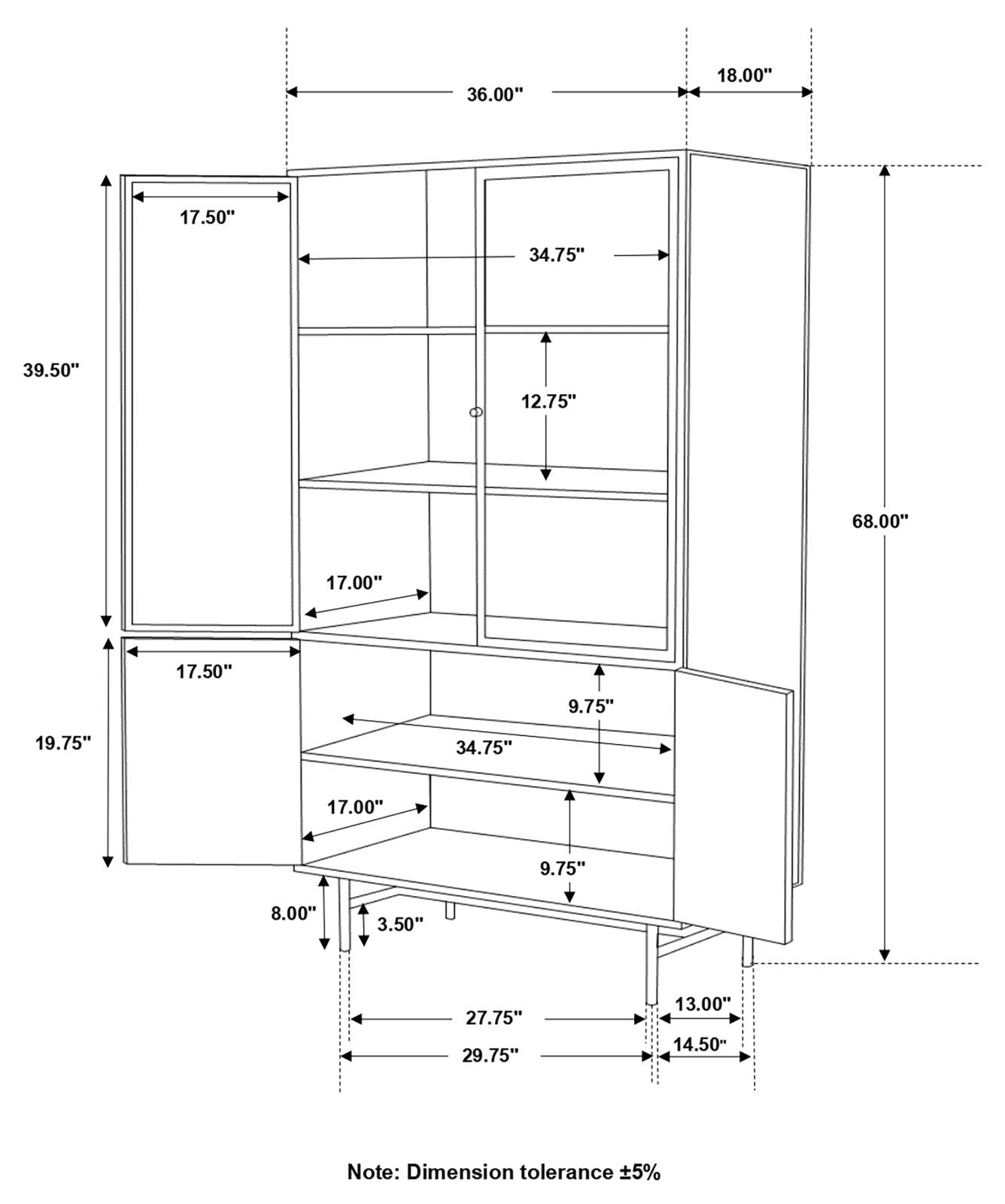 Santiago Matte Black Rectangular 4-Door Cabinet - 951134 - Bien Home Furniture & Electronics