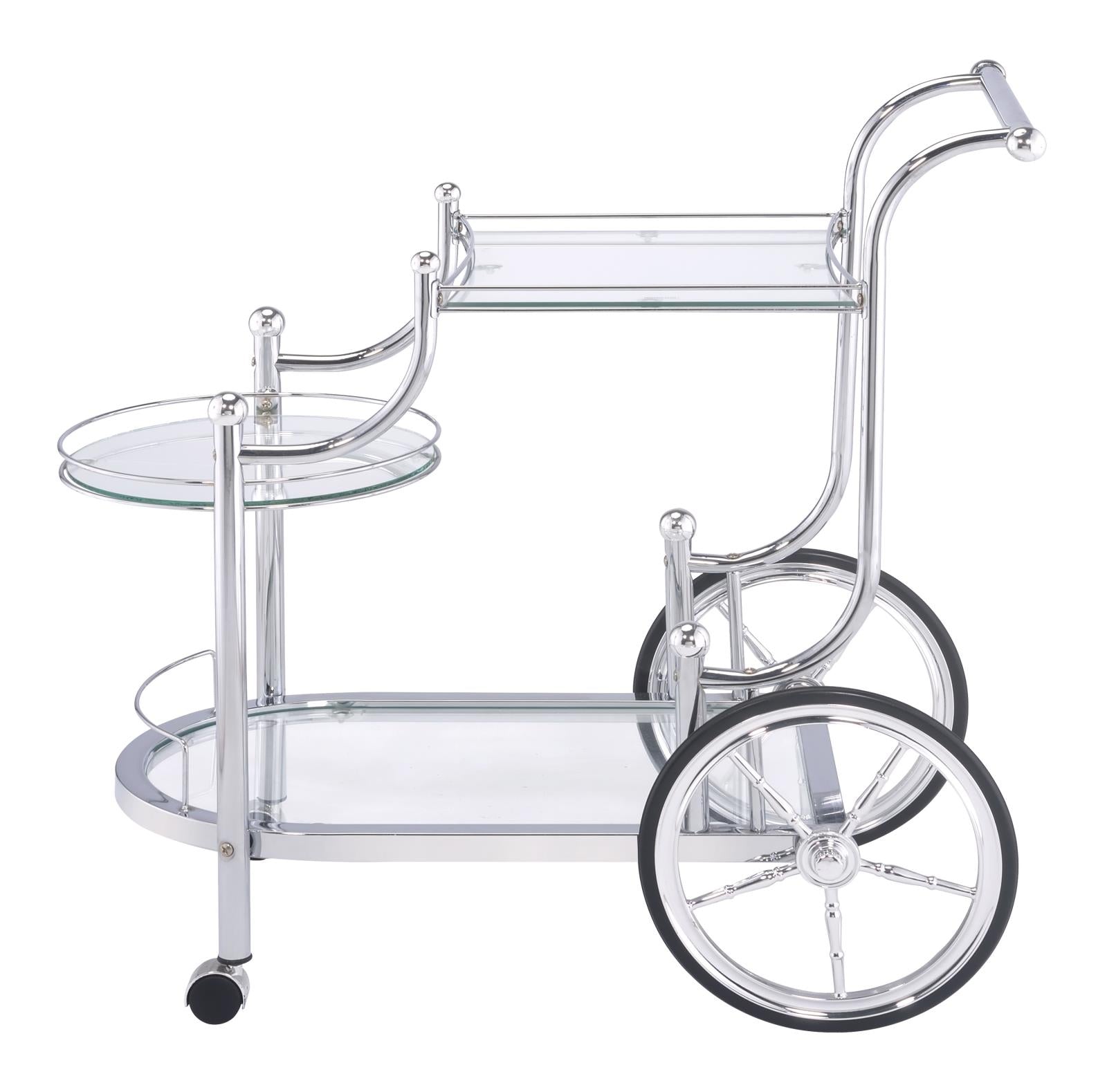 Sarandon Chrome/Clear 3-Tier Serving Cart - 910076 - Bien Home Furniture & Electronics