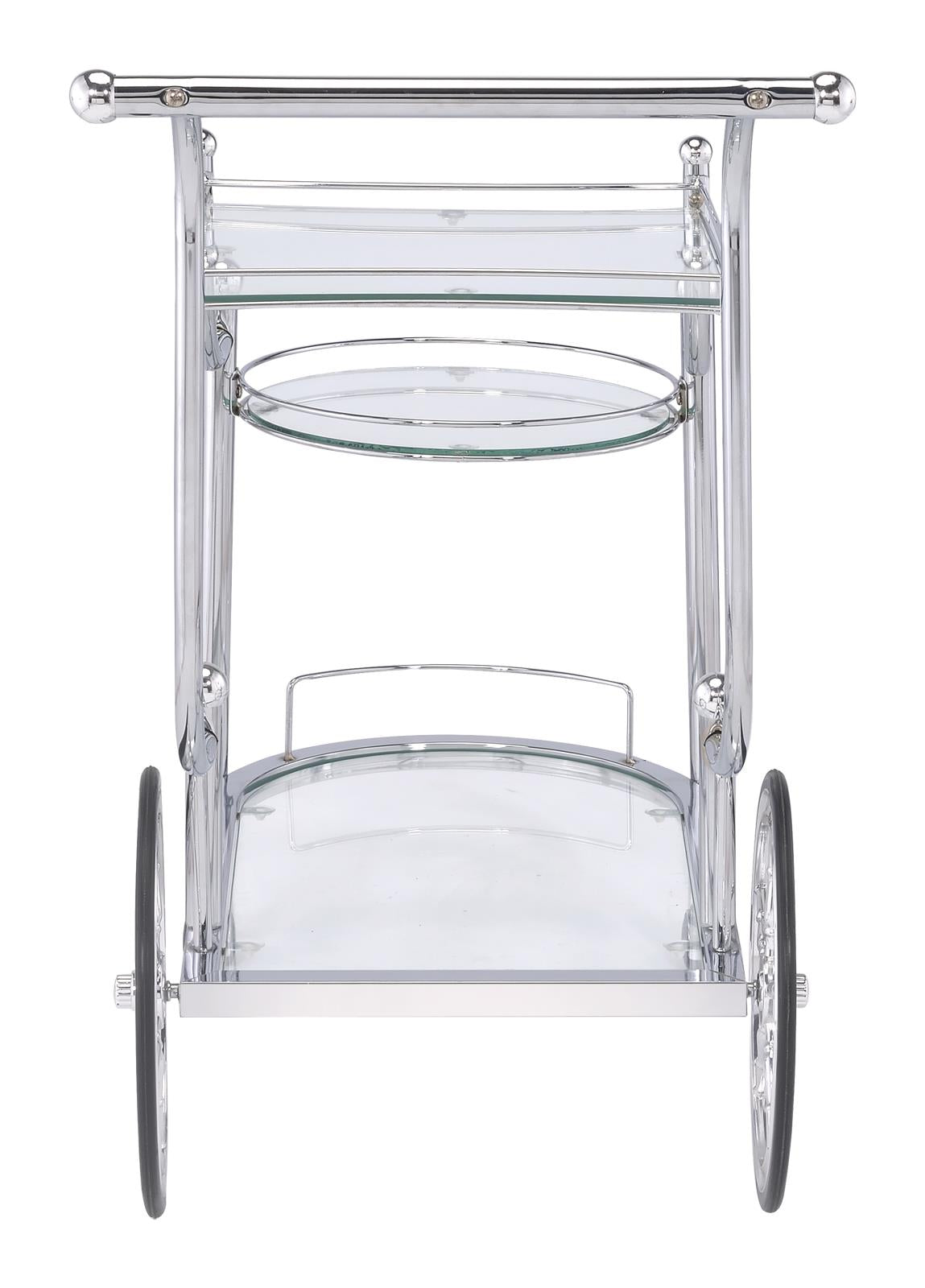 Sarandon Chrome/Clear 3-Tier Serving Cart - 910076 - Bien Home Furniture & Electronics