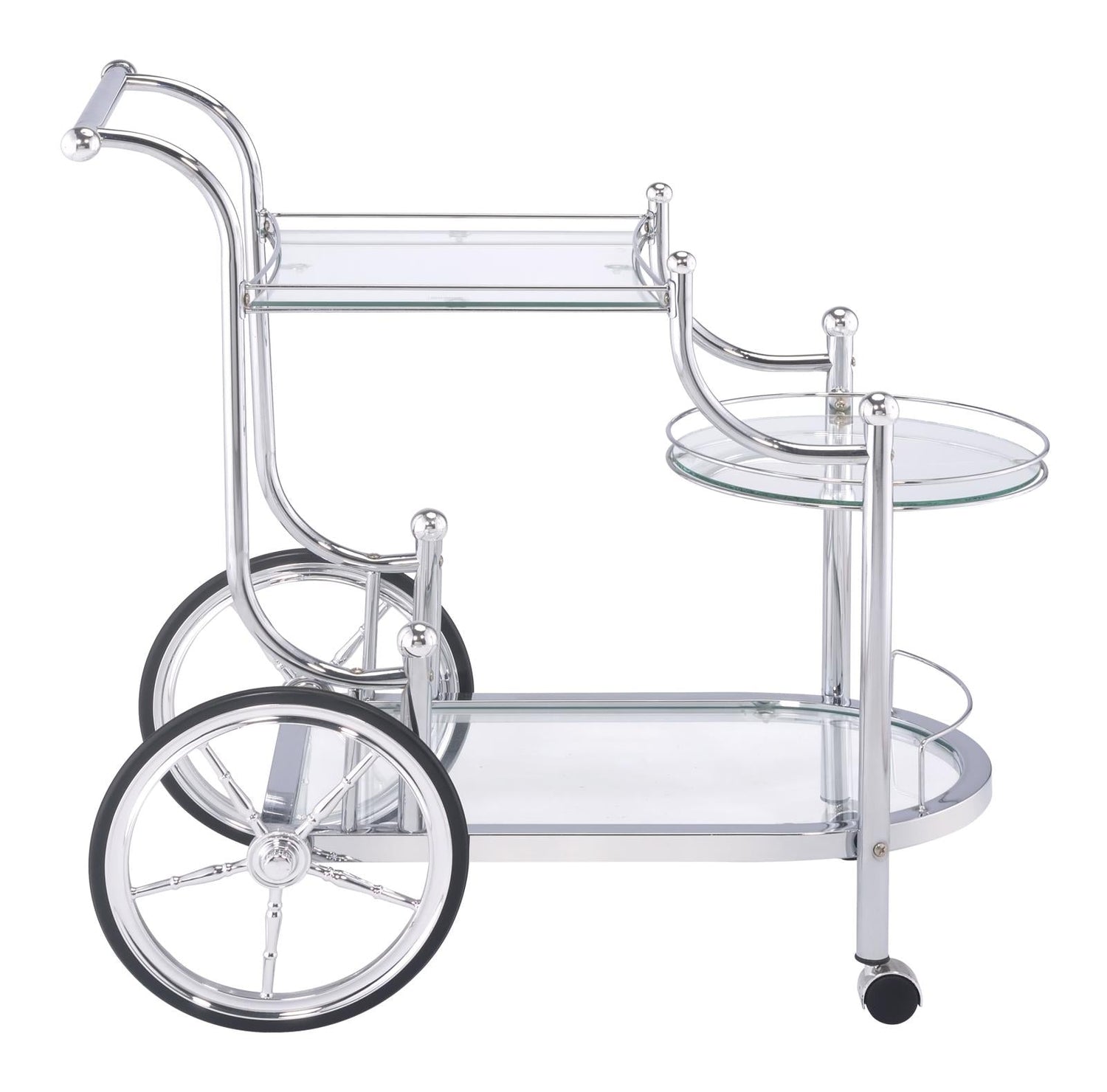 Sarandon Chrome/Clear 3-Tier Serving Cart - 910076 - Bien Home Furniture & Electronics