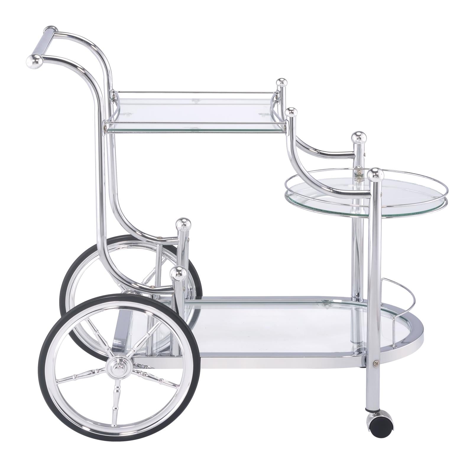Sarandon Chrome/Clear 3-Tier Serving Cart - 910076 - Bien Home Furniture & Electronics