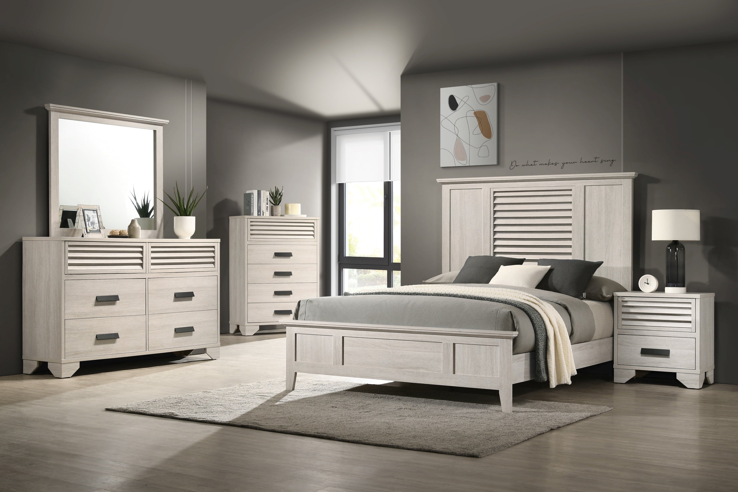 Sarter White King Panel Bed - SET | B4740-K-HBFB | B4740-KQ-RAIL | - Bien Home Furniture & Electronics