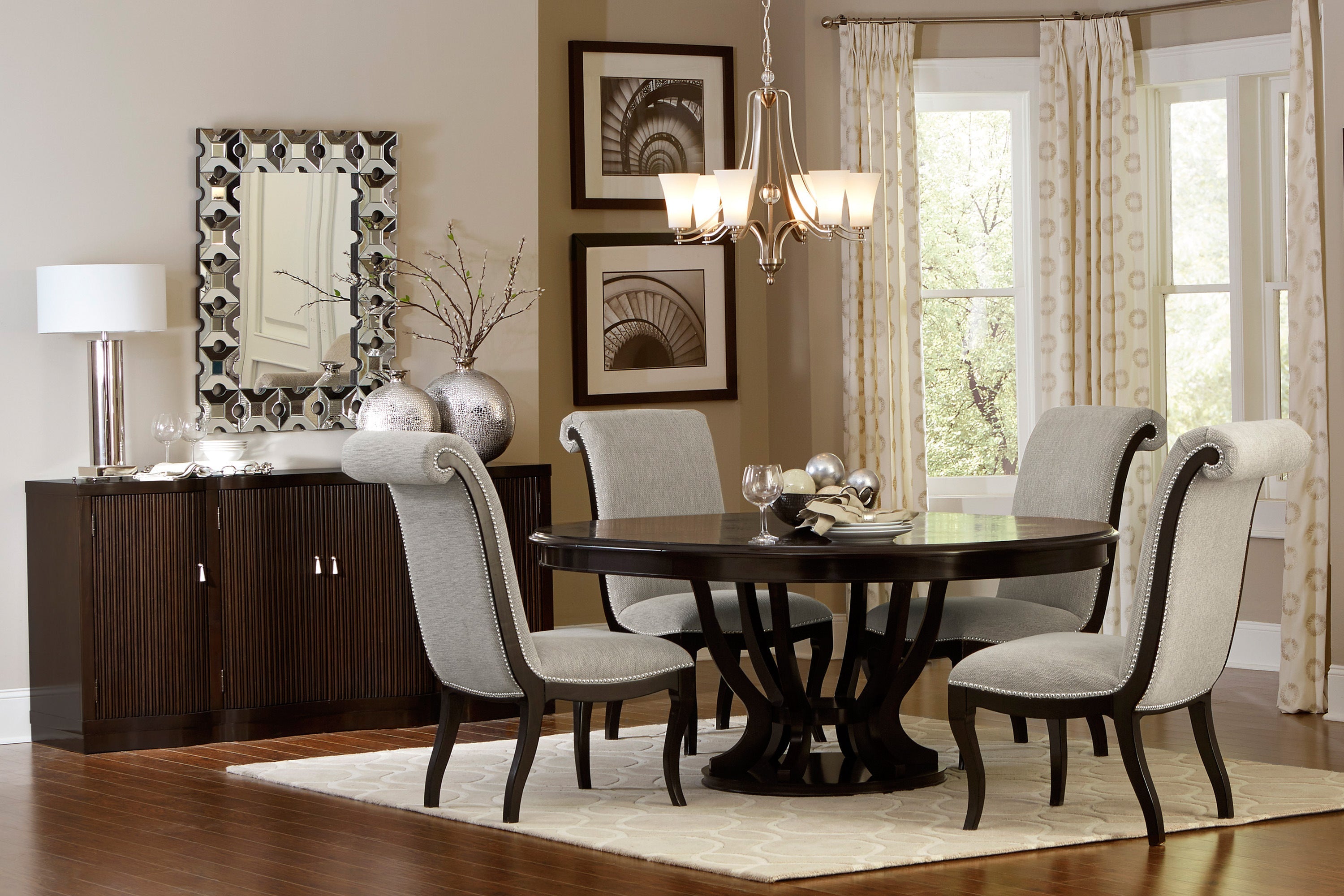 Savion Espresso Round/Oval Extendable Dining Table - SET | 5494-76 | 5494-76B - Bien Home Furniture &amp; Electronics