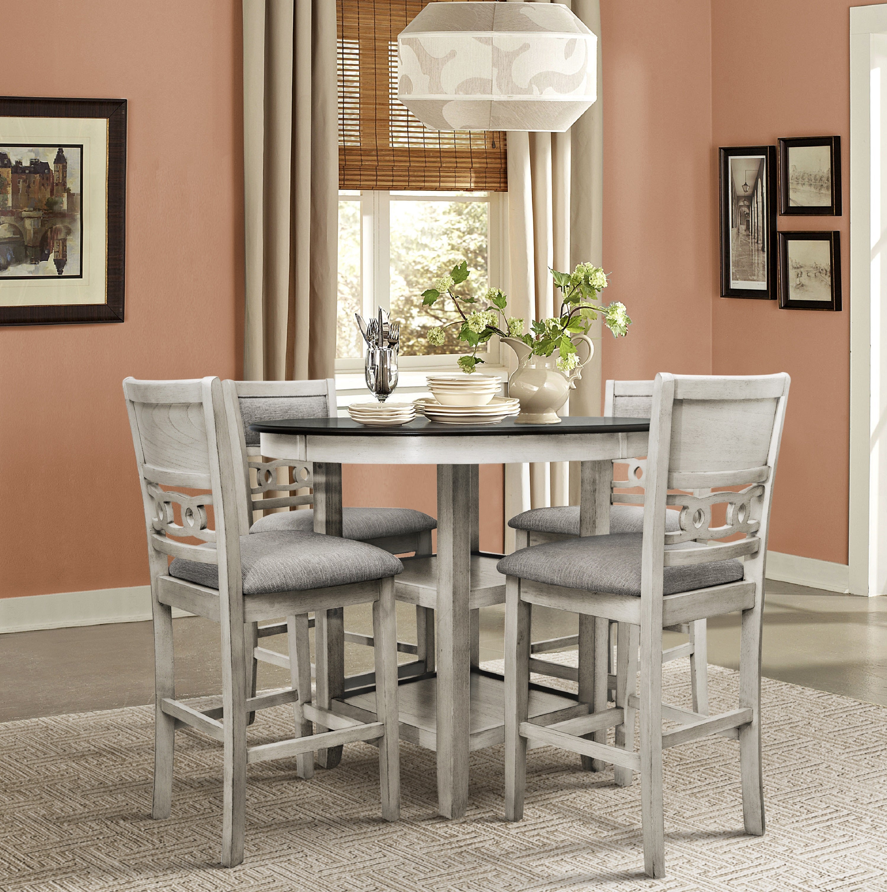 Savor White 5-Piece Counter Height Set - SH1155WHT-36 - Bien Home Furniture & Electronics