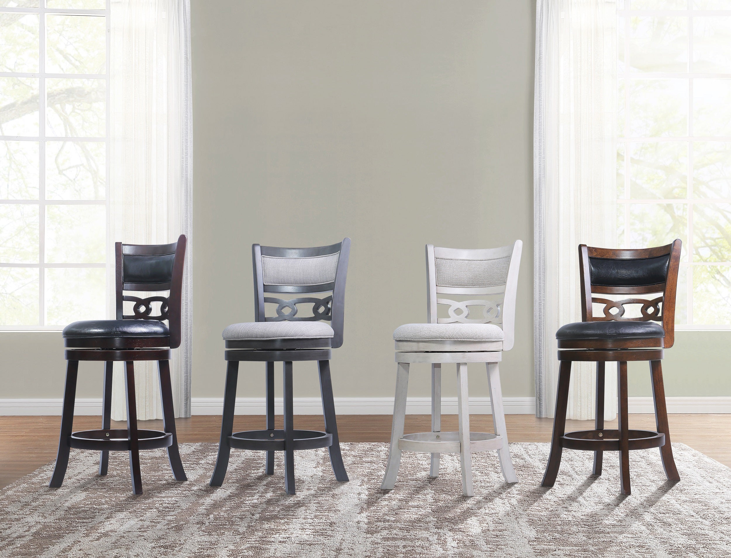Savor White Swivel Counter Chair, Set of 2 - SH1155WHT-24 - Bien Home Furniture & Electronics