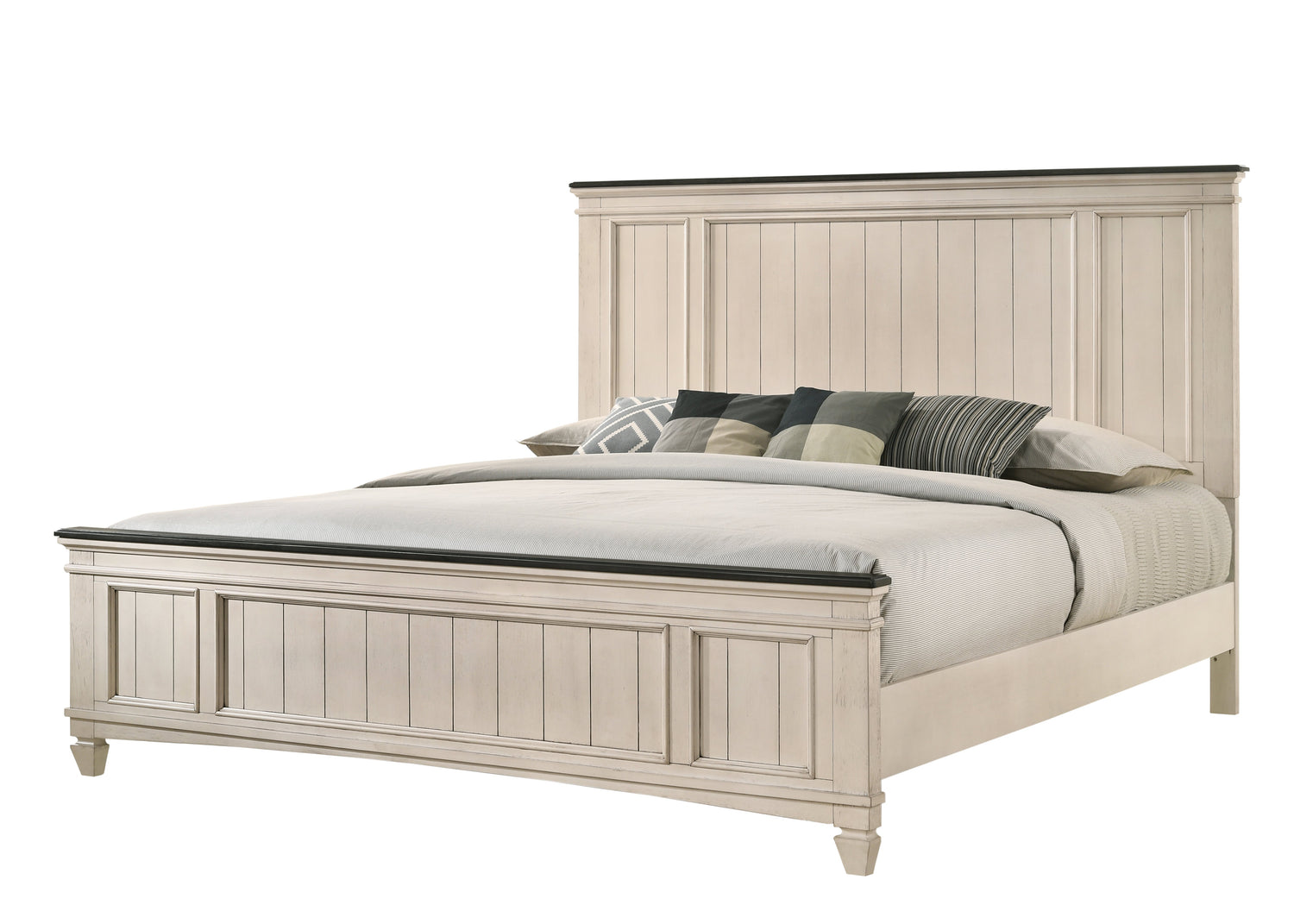 Sawyer Cream/Brown Panel Bedroom Set - SET | B9100-K-HBFB | B9100-KQ-RAIL | B9100-1 | B9100-11 - Bien Home Furniture & Electronics