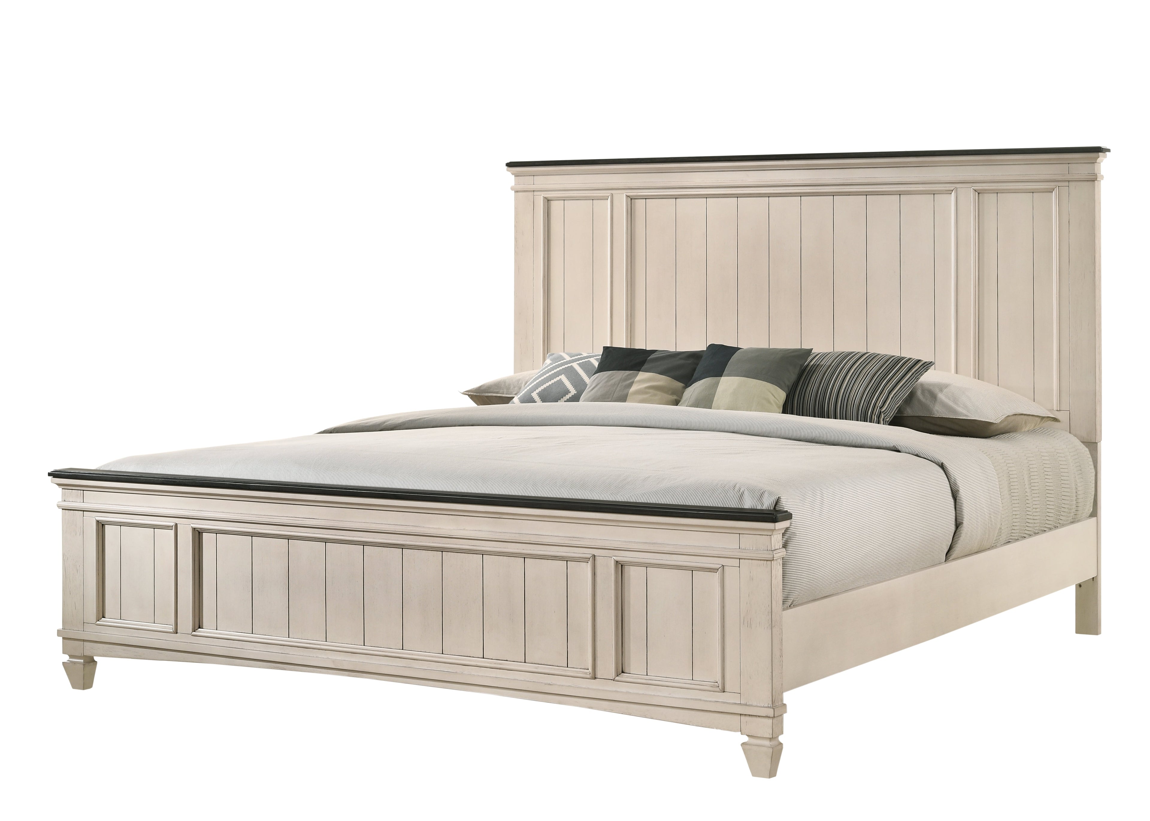 Sawyer Cream/Brown Panel Bedroom Set - SET | B9100-K-HBFB | B9100-KQ-RAIL | B9100-1 | B9100-11 - Bien Home Furniture & Electronics
