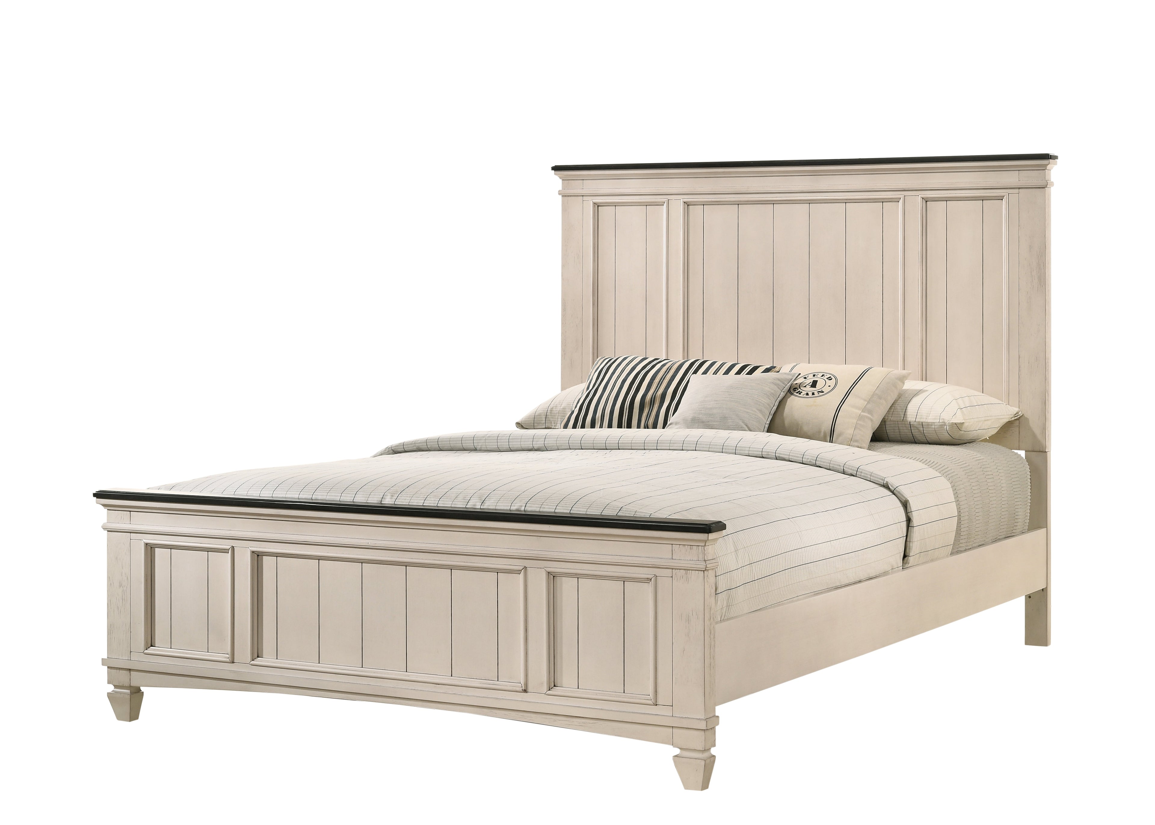 Sawyer Cream/Brown Panel Bedroom Set - SET | B9100-K-HBFB | B9100-KQ-RAIL | B9100-1 | B9100-11 - Bien Home Furniture & Electronics