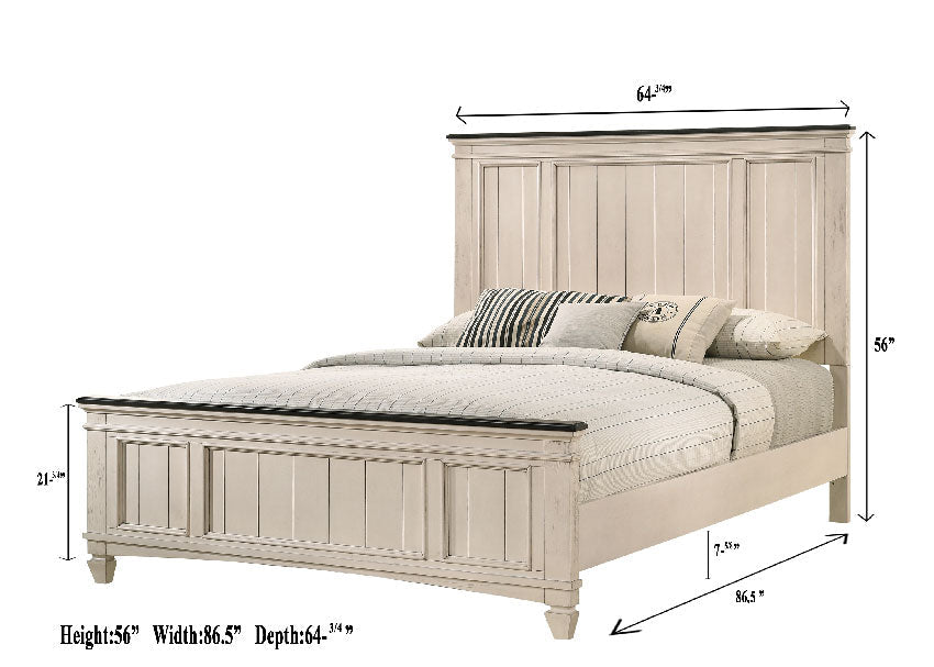 Sawyer Cream/Brown Queen Panel Bed - SET | B9100-Q-HBFB | B9100-KQ-RAIL - Bien Home Furniture & Electronics