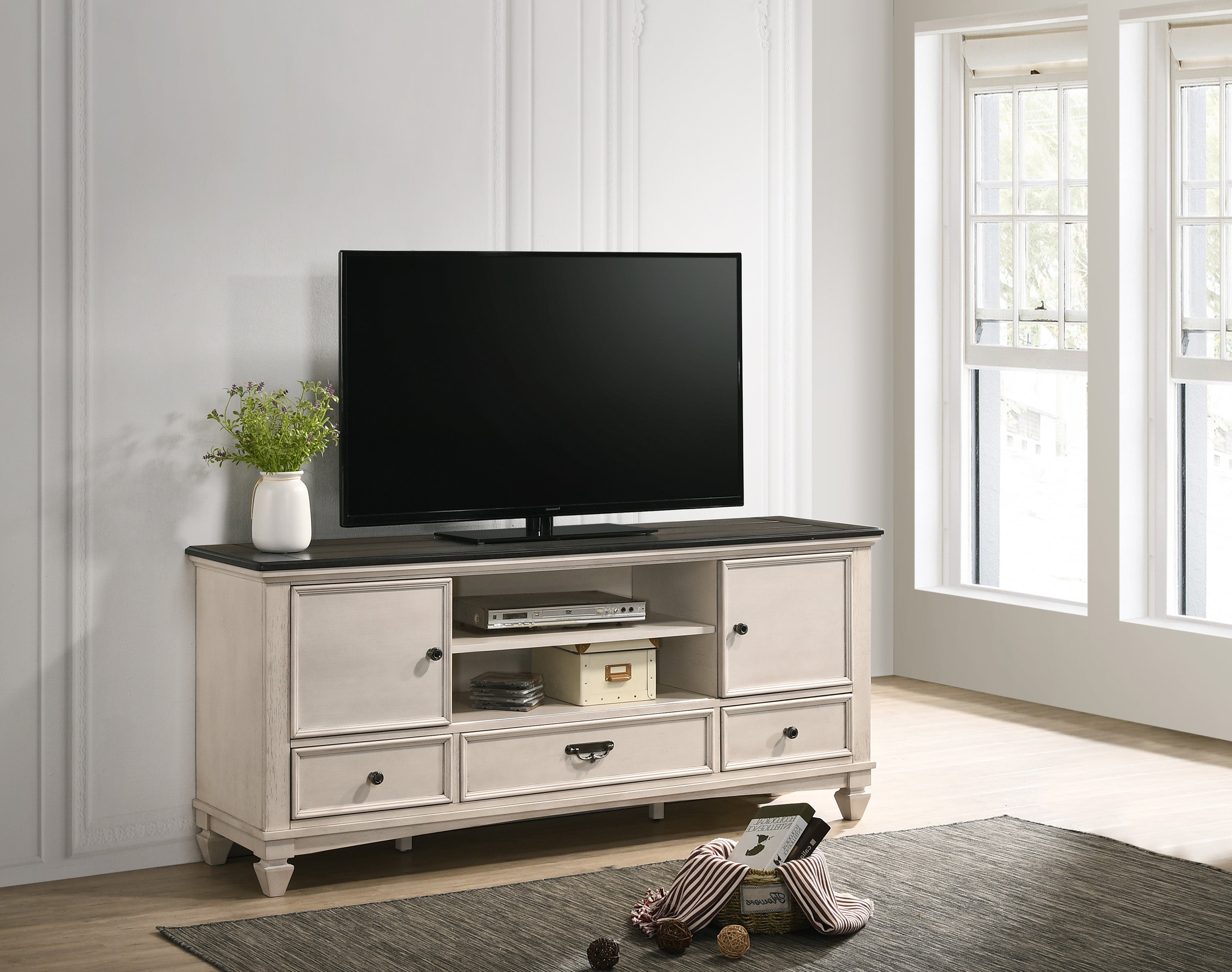 Saywer Antique 68" White/Brown TV Stand - B9100-7 - Bien Home Furniture & Electronics
