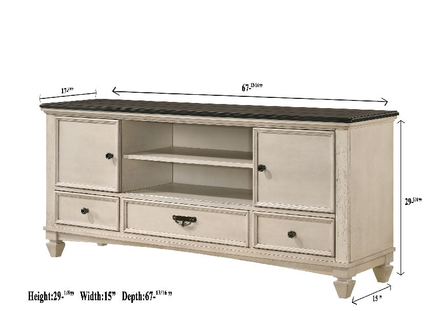 Saywer Antique 68" White/Brown TV Stand - B9100-7 - Bien Home Furniture & Electronics