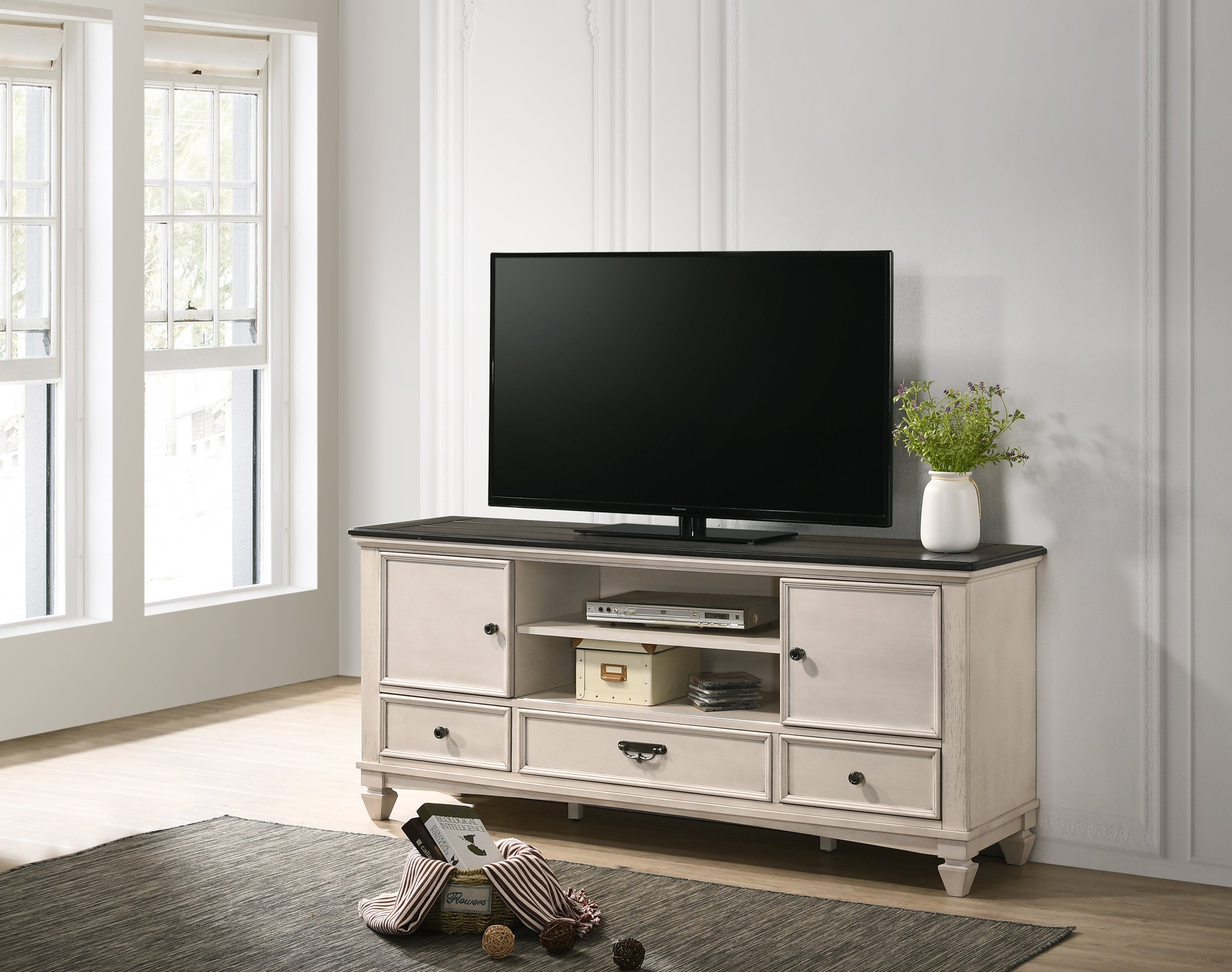 Saywer Antique 68" White/Brown TV Stand - B9100-7 - Bien Home Furniture & Electronics