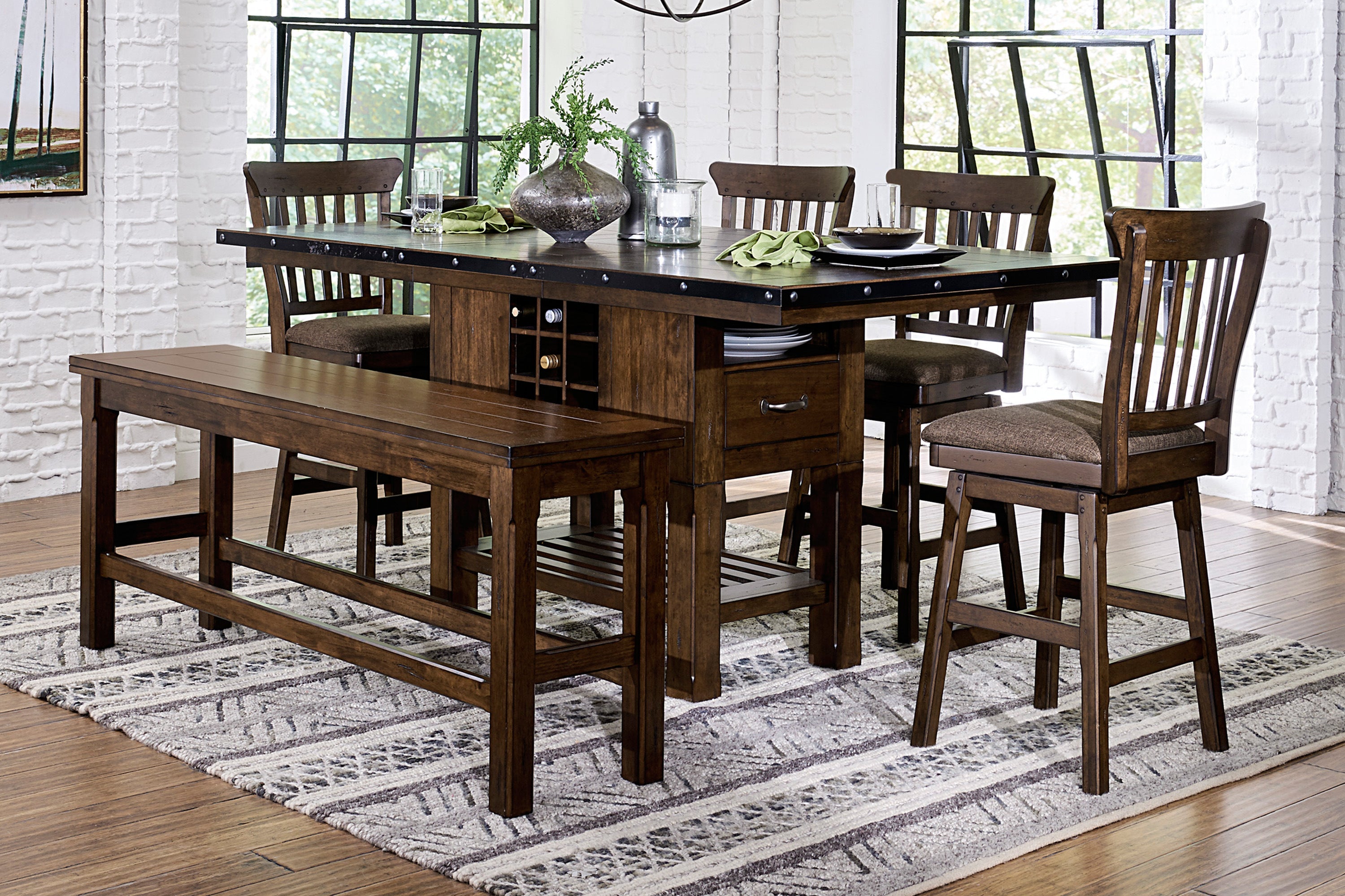 Schleiger Cherry Counter Height Bench - 5400-24BH - Bien Home Furniture & Electronics