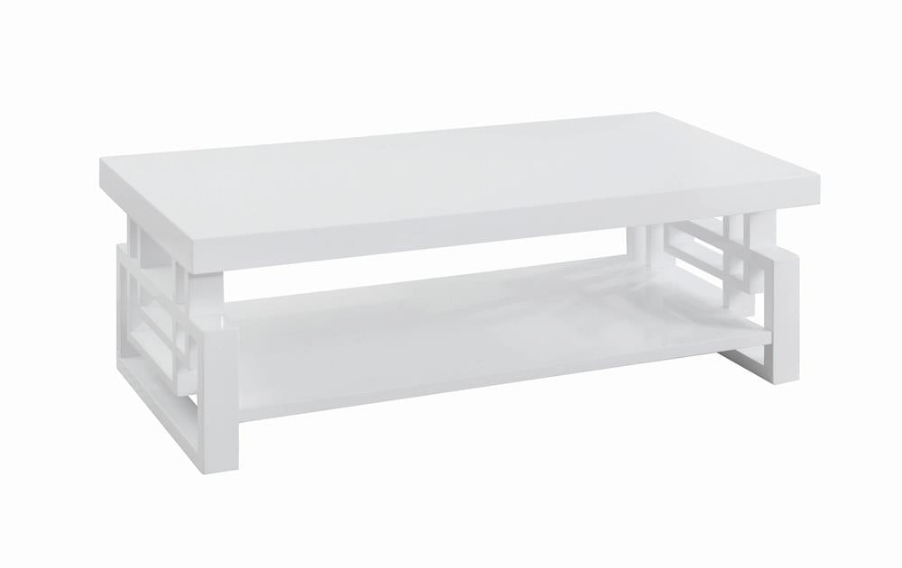 Schmitt High Glossy White Rectangular Coffee Table - 705708 - Bien Home Furniture & Electronics