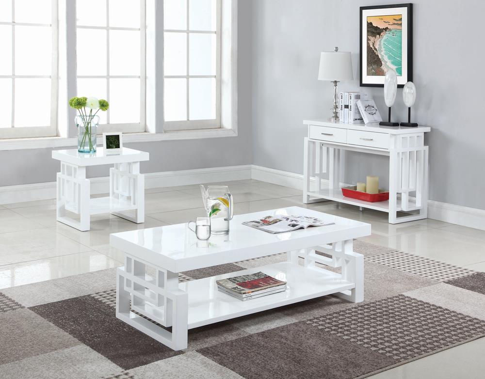 Schmitt Rectangular 2-Drawer Sofa Table High Glossy White - 705709 - Bien Home Furniture &amp; Electronics