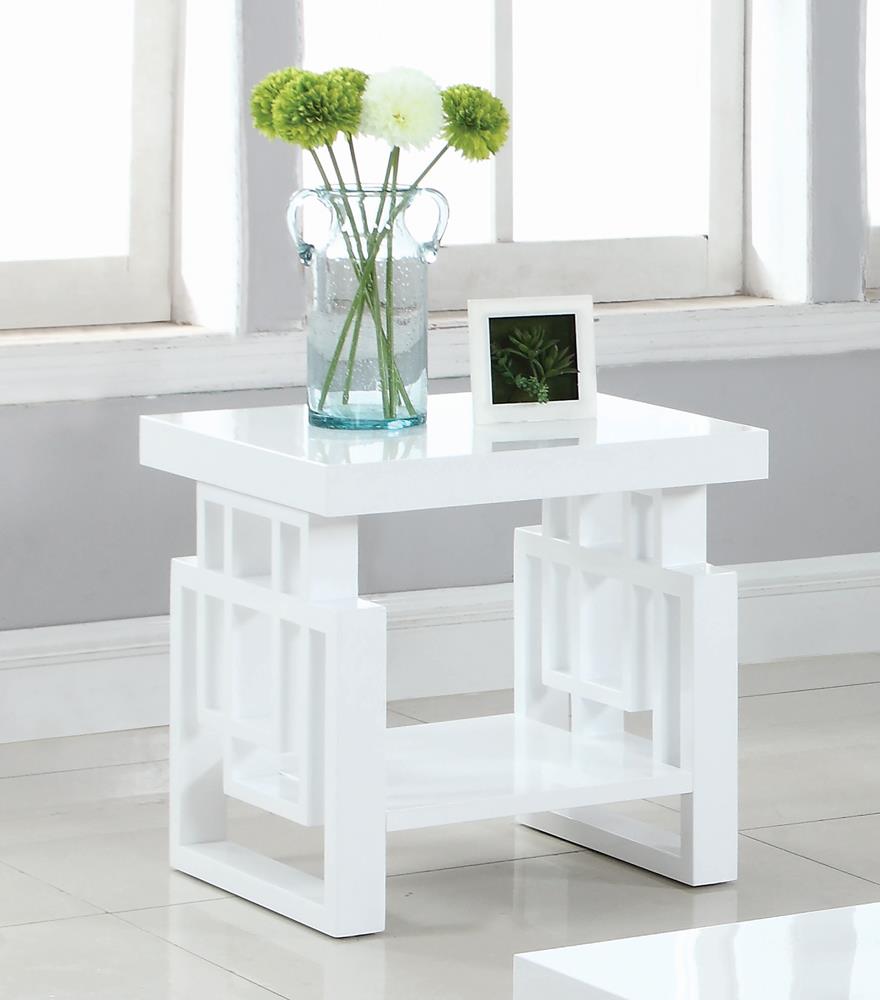 Schmitt Rectangular End Table High Glossy White - 705707 - Bien Home Furniture & Electronics