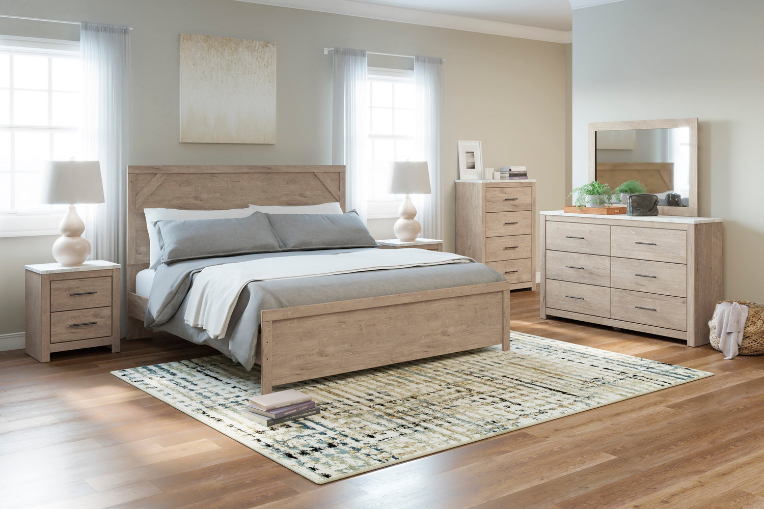Senniberg Light Brown/White Panel Bedroom Set - SET | B1191-72 | B1191-97 | B1191-31 | B1191-36 | B1191-92 | B1191-44 - Bien Home Furniture & Electronics