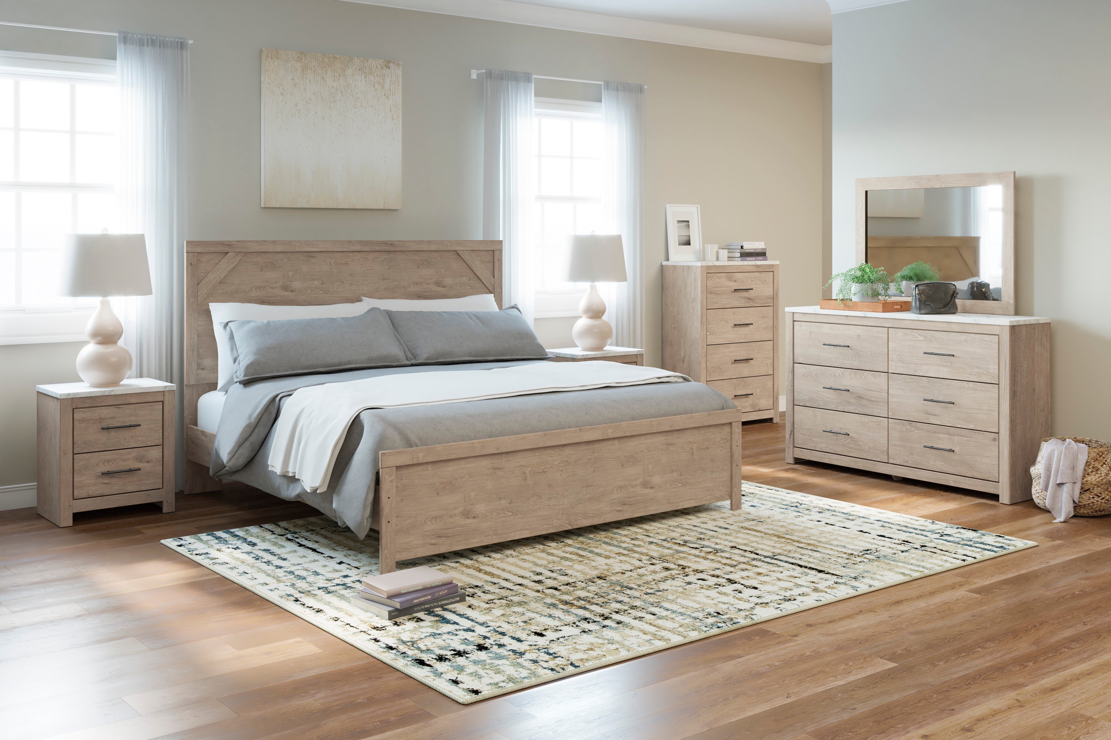 Senniberg Light Brown/White Panel Bedroom Set - SET | B1191-72 | B1191-97 | B1191-31 | B1191-36 | B1191-92 | B1191-44 - Bien Home Furniture & Electronics