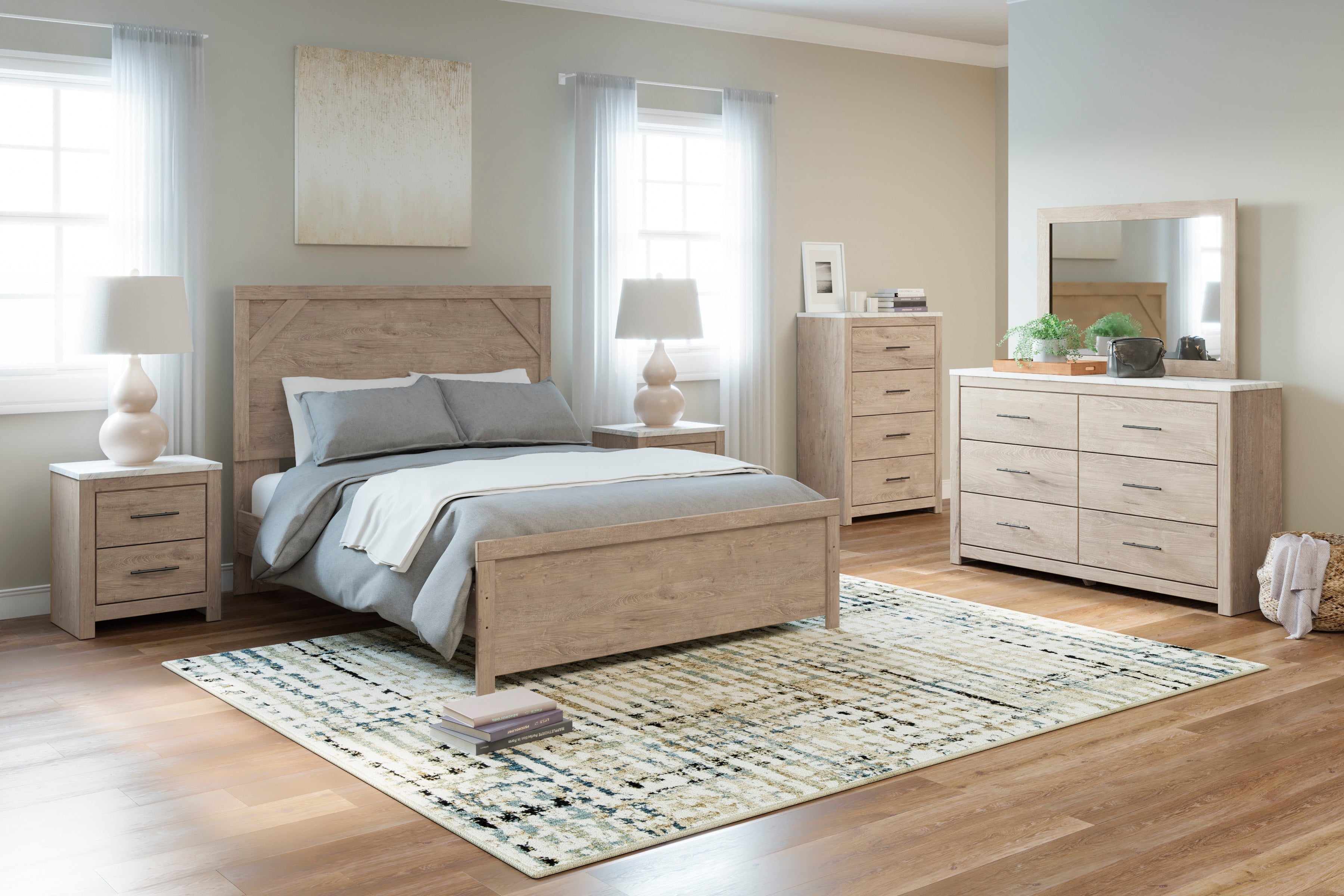 Senniberg Light Brown/White Panel Bedroom Set - SET | B1191-72 | B1191-97 | B1191-31 | B1191-36 | B1191-92 | B1191-44 - Bien Home Furniture & Electronics