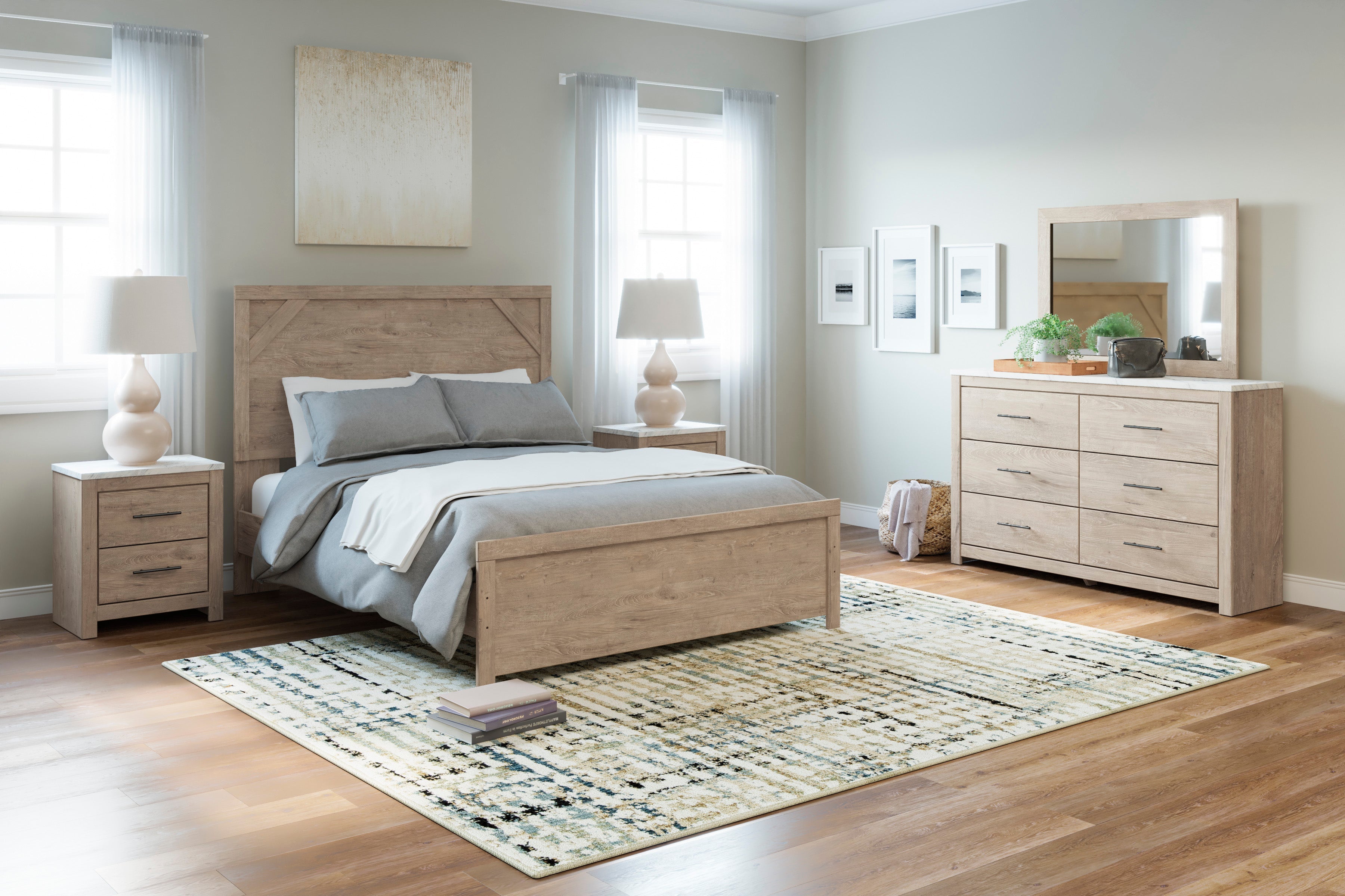 Senniberg Light Brown/White Panel Bedroom Set - SET | B1191-72 | B1191-97 | B1191-31 | B1191-36 | B1191-92 | B1191-44 - Bien Home Furniture & Electronics
