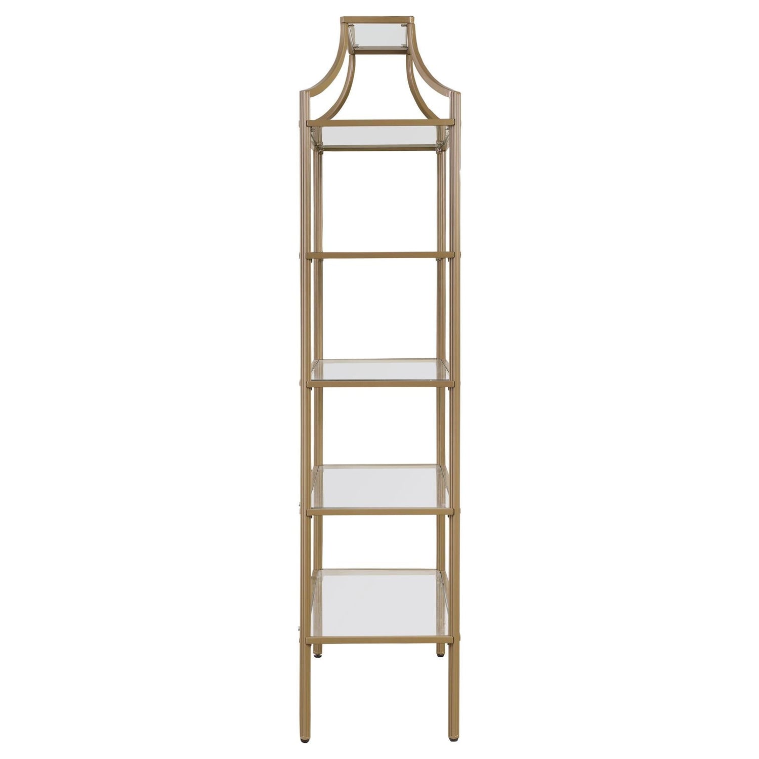 Serena Matte Gold 5-Tier Tempered Glass Shelves Bookcase - 804393 - Bien Home Furniture & Electronics