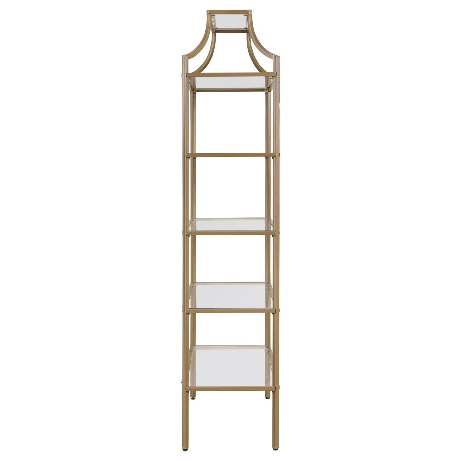 Serena Matte Gold 5-Tier Tempered Glass Shelves Bookcase - 804393 - Bien Home Furniture &amp; Electronics