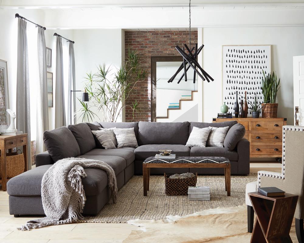 Serene Upholstered Rectangular Ottoman Charcoal - 551326 - Bien Home Furniture &amp; Electronics
