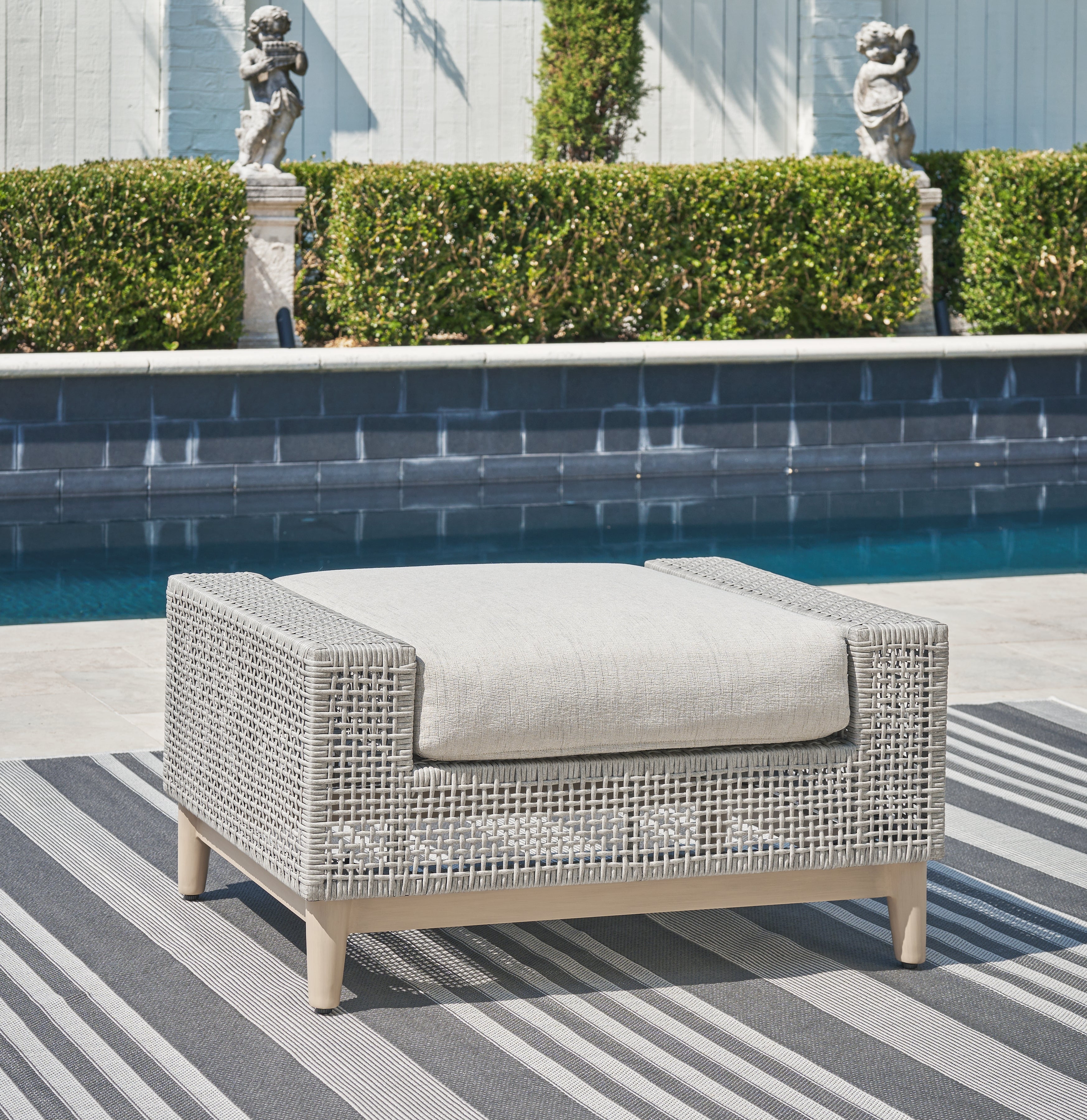 Seton Creek Gray Outdoor Ottoman with Cushion - P798-814 - Bien Home Furniture & Electronics