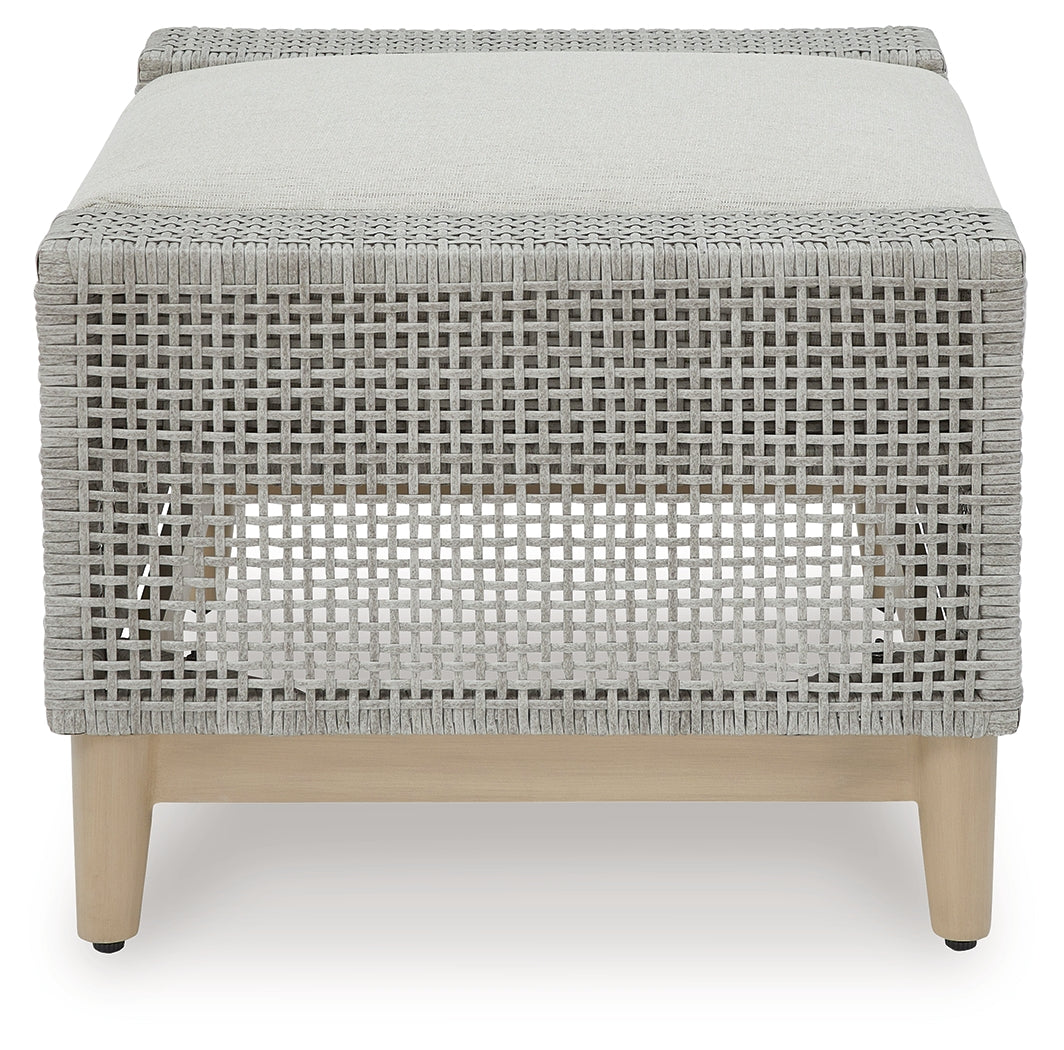Seton Creek Gray Outdoor Ottoman with Cushion - P798-814 - Bien Home Furniture & Electronics