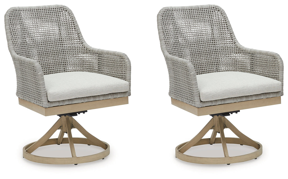 Seton Creek Gray Outdoor Swivel Dining Chair (Set of 2) - P798-602A - Bien Home Furniture &amp; Electronics