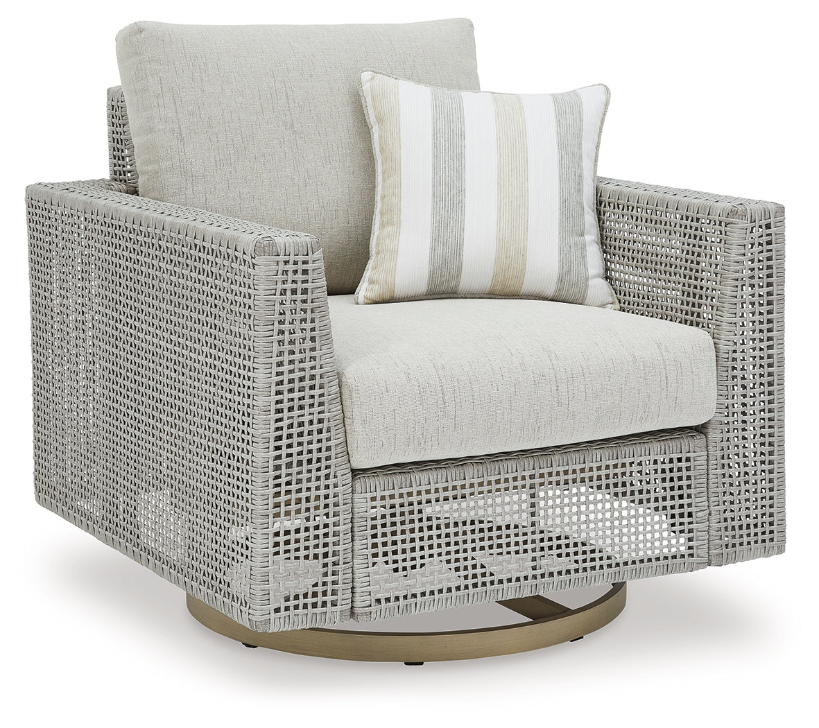 Seton Creek Gray Outdoor Swivel Lounge with Cushion - P798-821 - Bien Home Furniture & Electronics