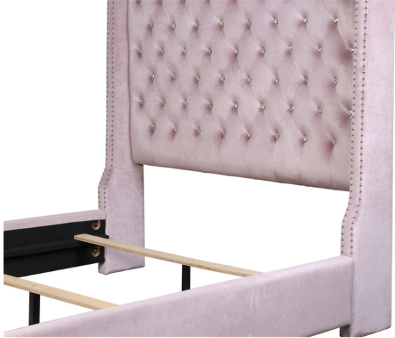 SH228KPNK-1* (2)UPHL VELVET KING BED, PINK - SH228KPNK-1* - Bien Home Furniture & Electronics